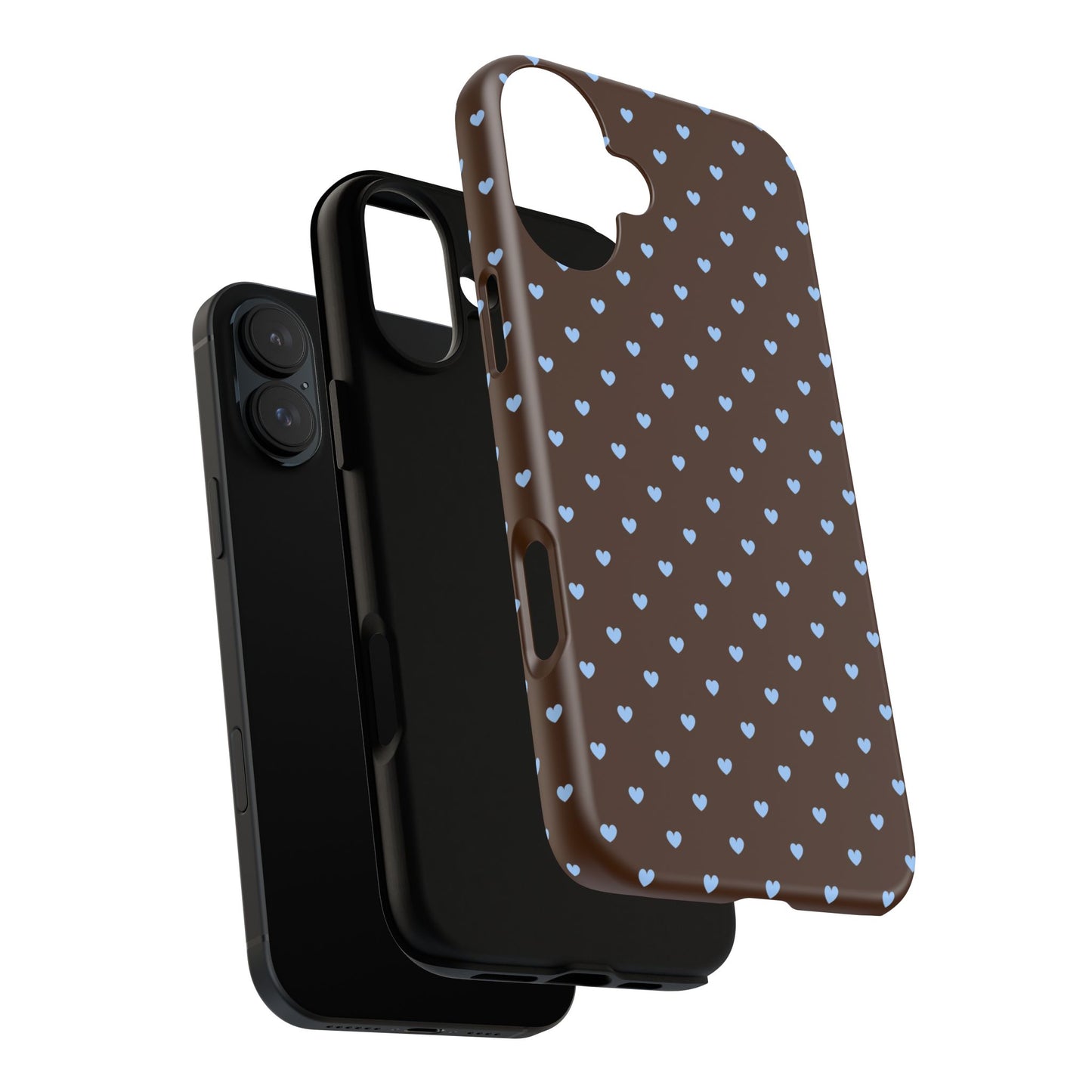 Brown + Blue Heart Polka Dots Phone Case