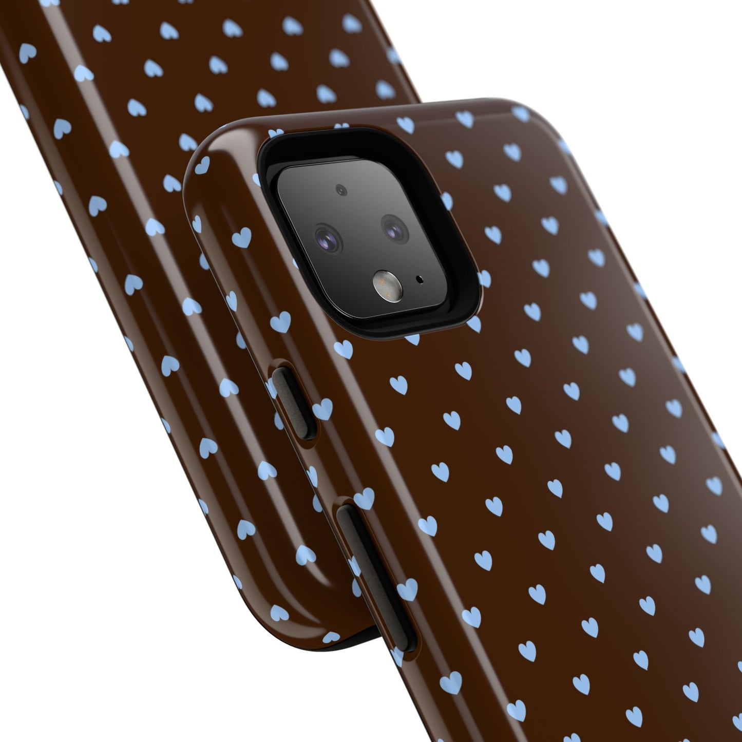 Brown + Blue Heart Polka Dots Phone Case