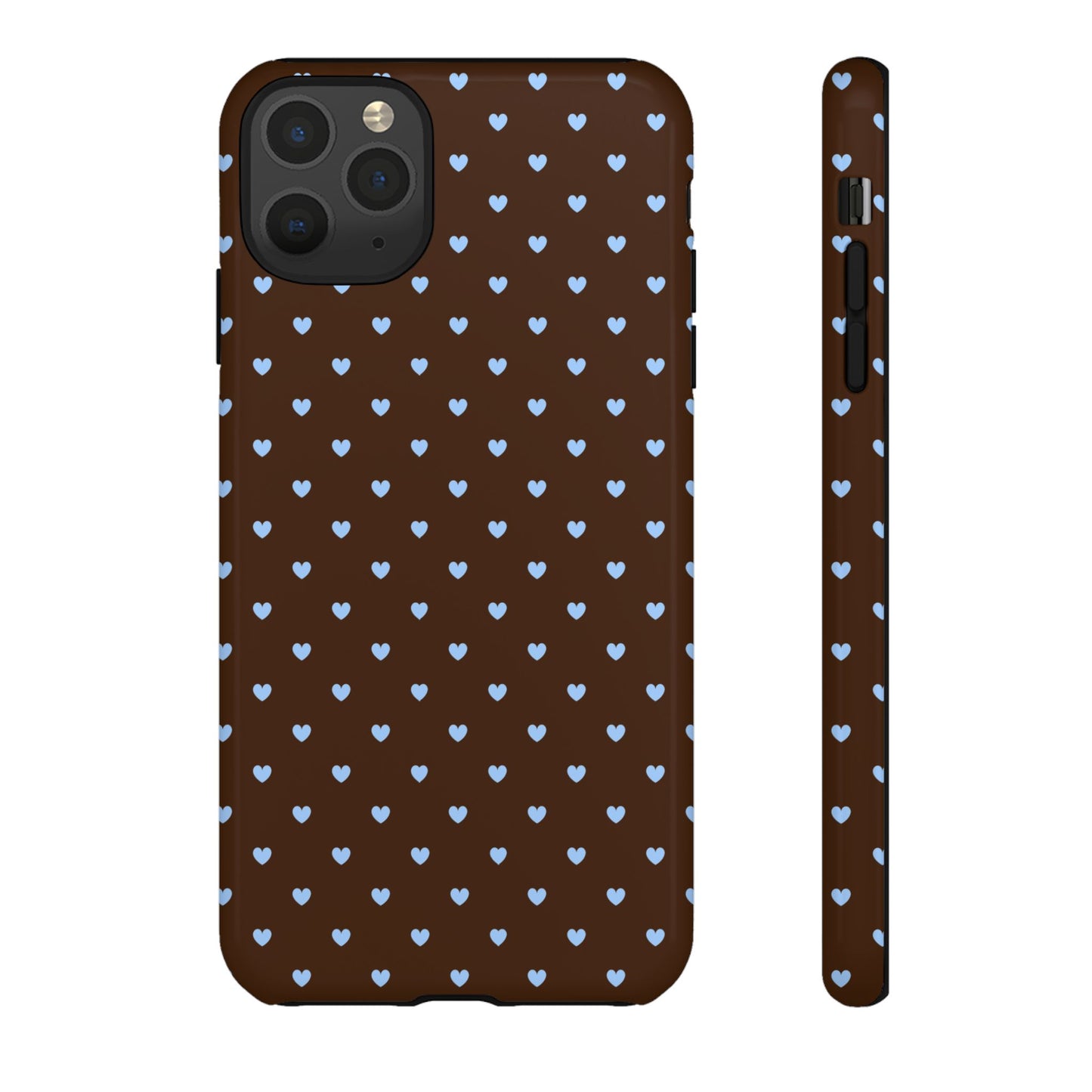 Brown + Blue Heart Polka Dots Phone Case