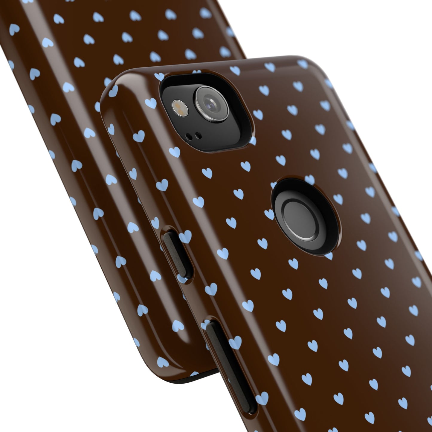 Brown + Blue Heart Polka Dots Phone Case