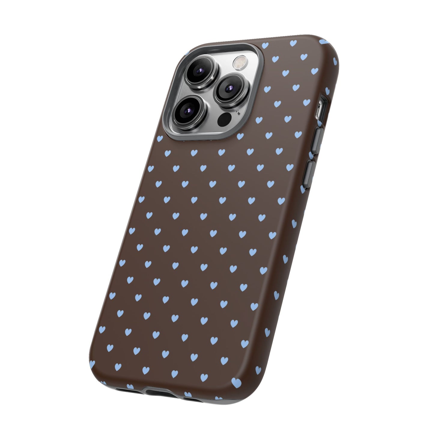 Brown + Blue Heart Polka Dots Phone Case