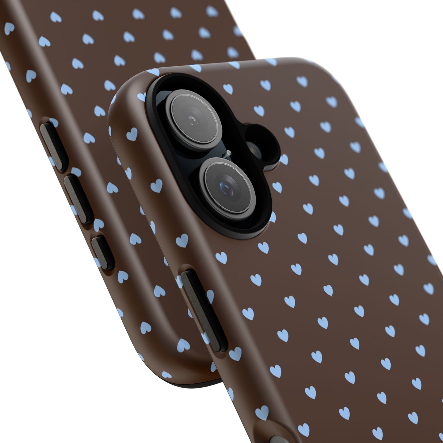 Brown + Blue Heart Polka Dots Phone Case