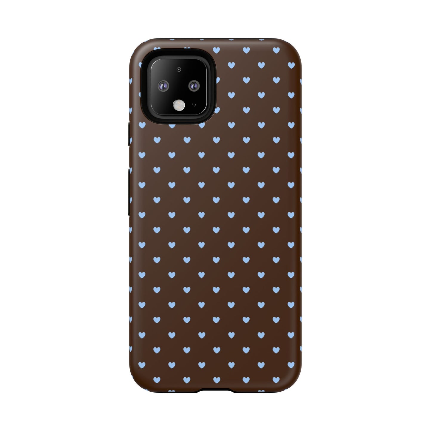 Brown + Blue Heart Polka Dots Phone Case