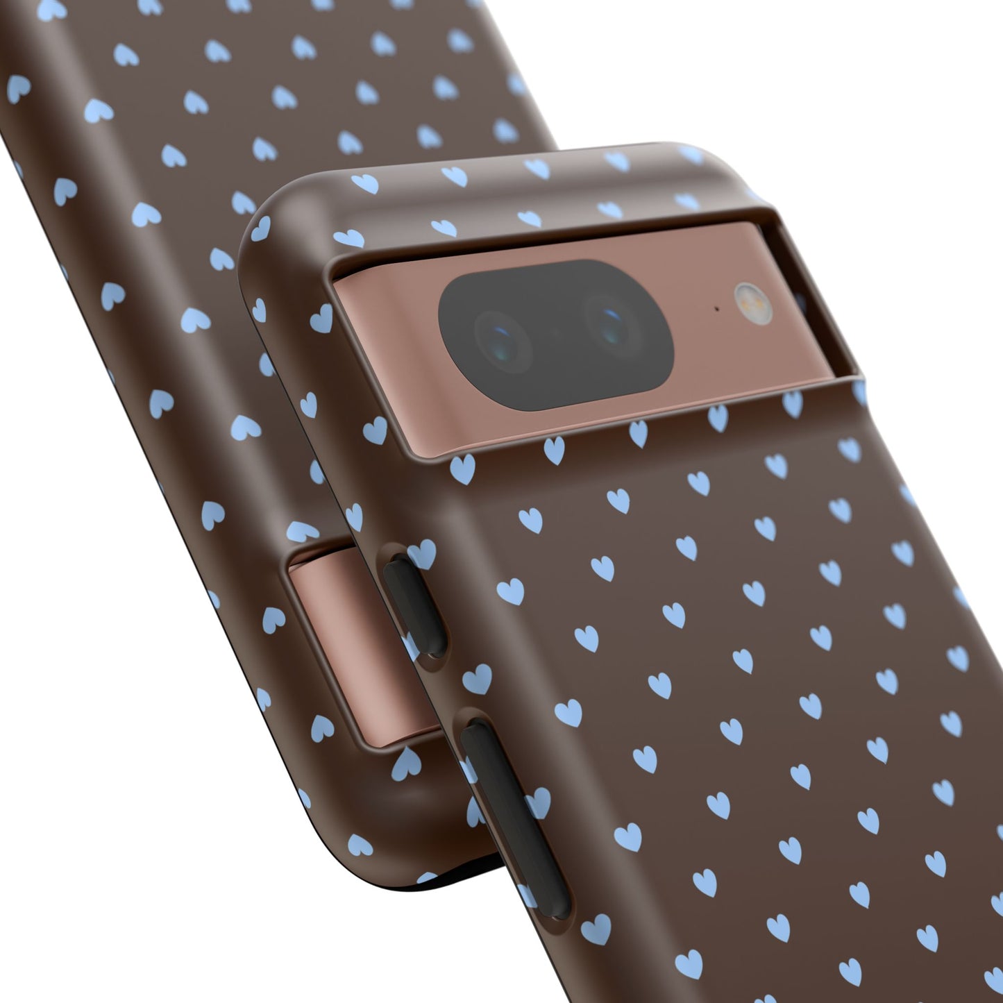 Brown + Blue Heart Polka Dots Phone Case