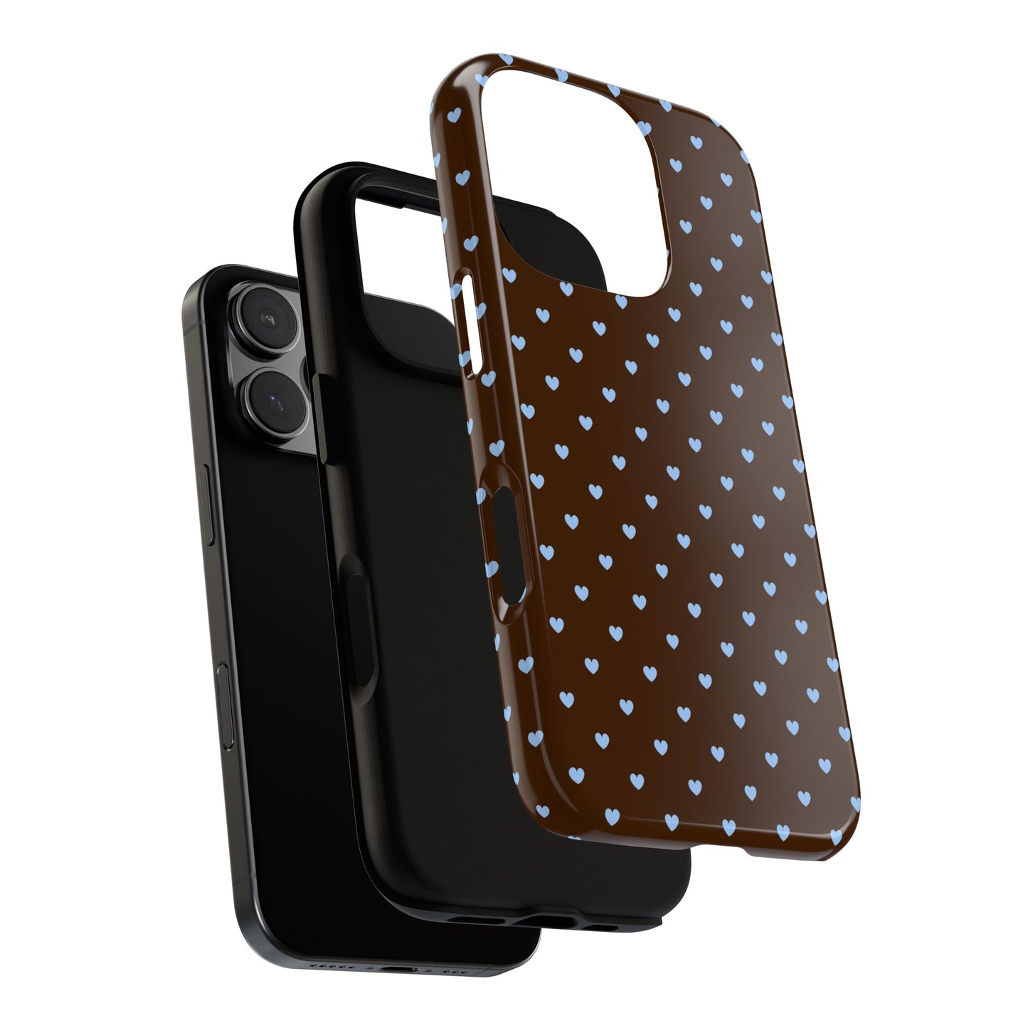 Brown + Blue Heart Polka Dots Phone Case