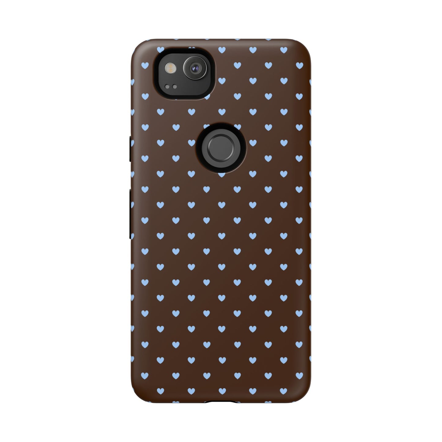 Brown + Blue Heart Polka Dots Phone Case