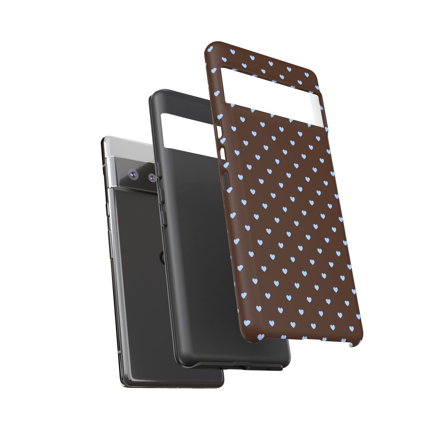 Brown + Blue Heart Polka Dots Phone Case