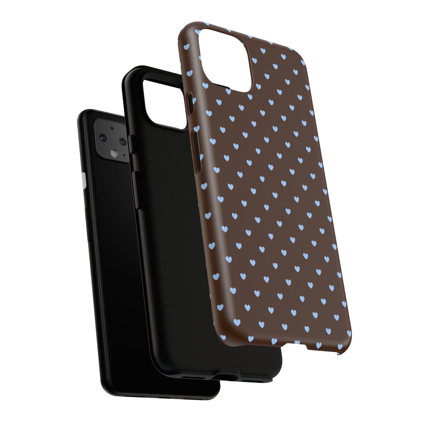 Brown + Blue Heart Polka Dots Phone Case