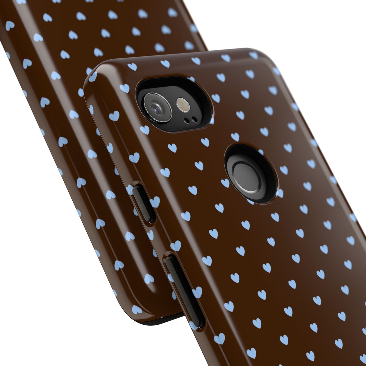 Brown + Blue Heart Polka Dots Phone Case
