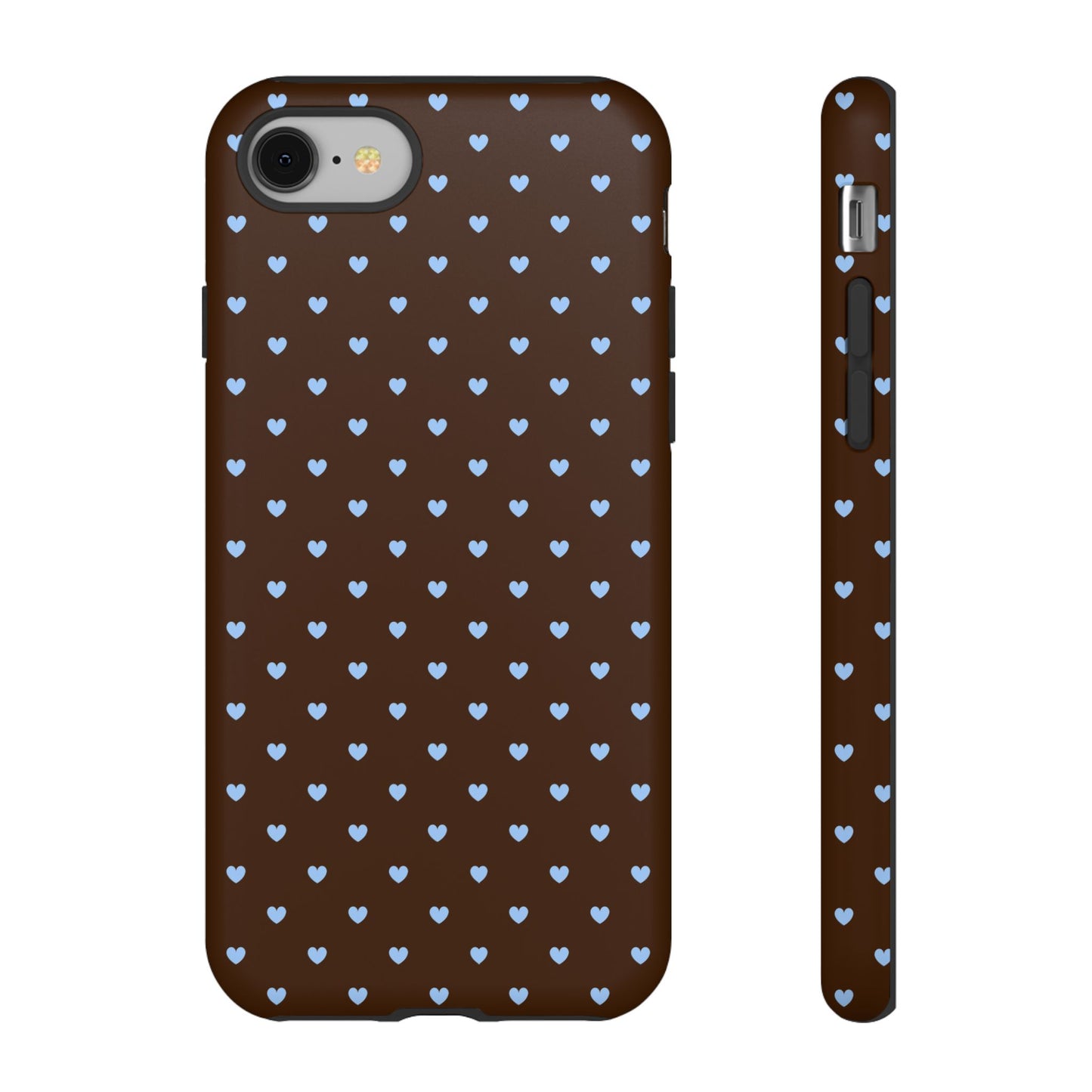 Brown + Blue Heart Polka Dots Phone Case
