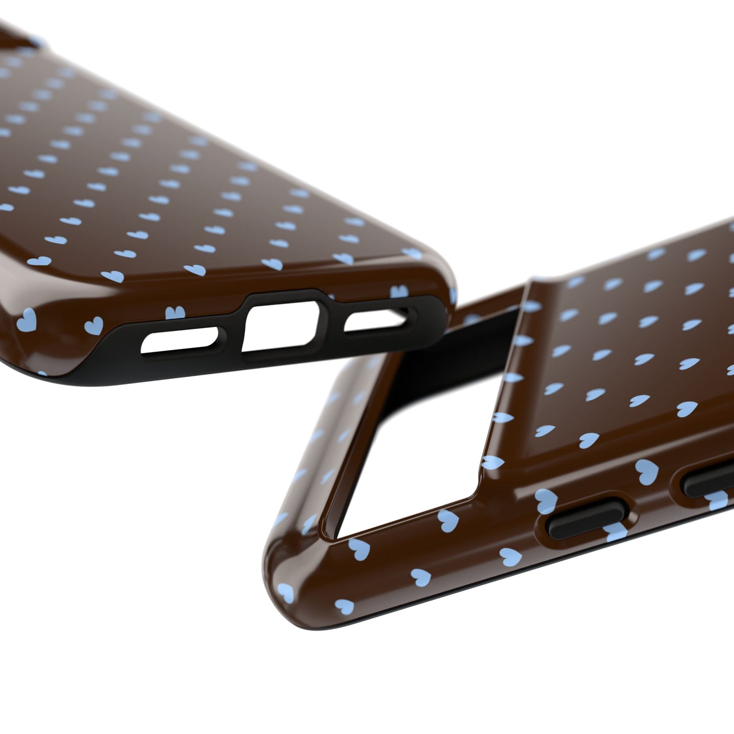 Brown + Blue Heart Polka Dots Phone Case