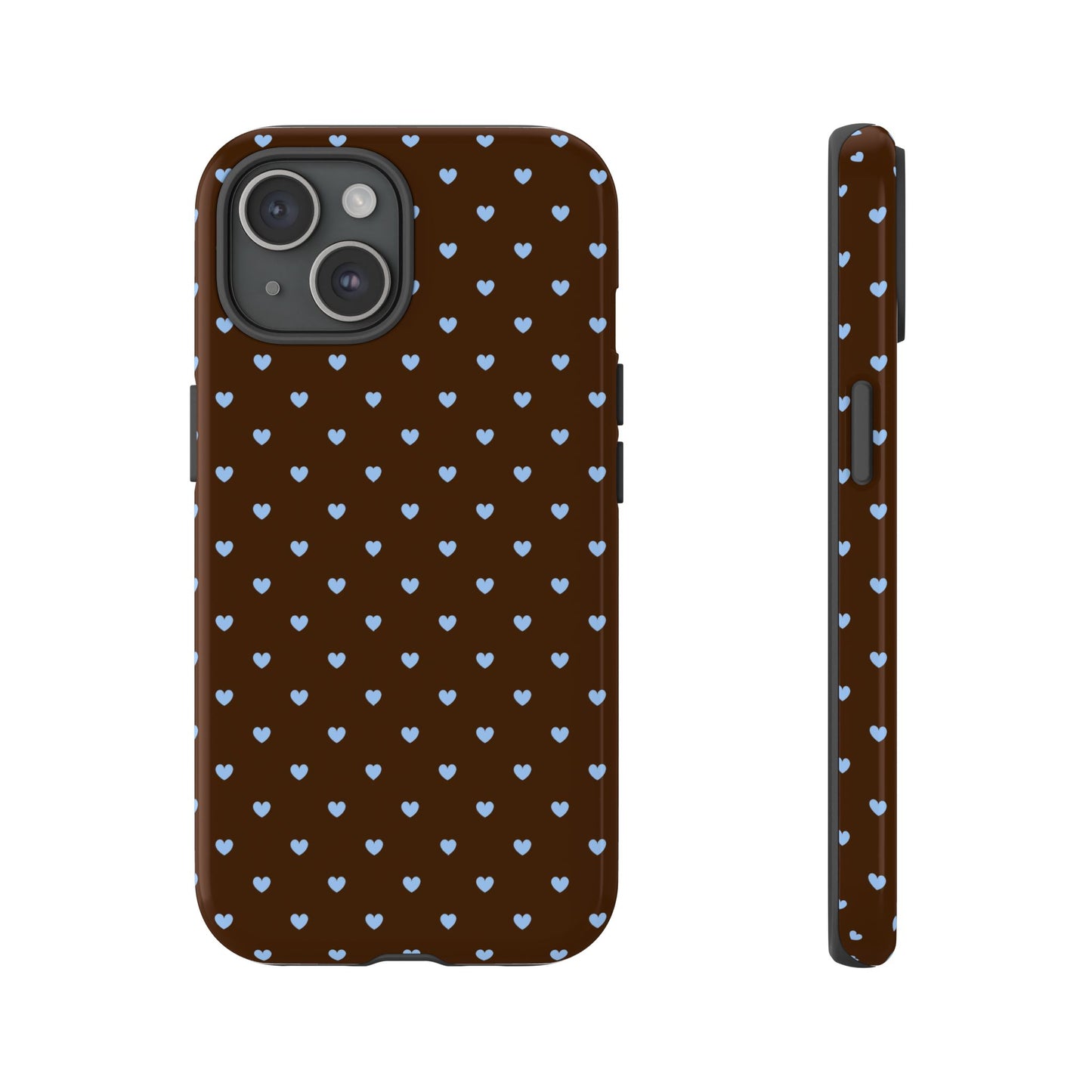 Brown + Blue Heart Polka Dots Phone Case