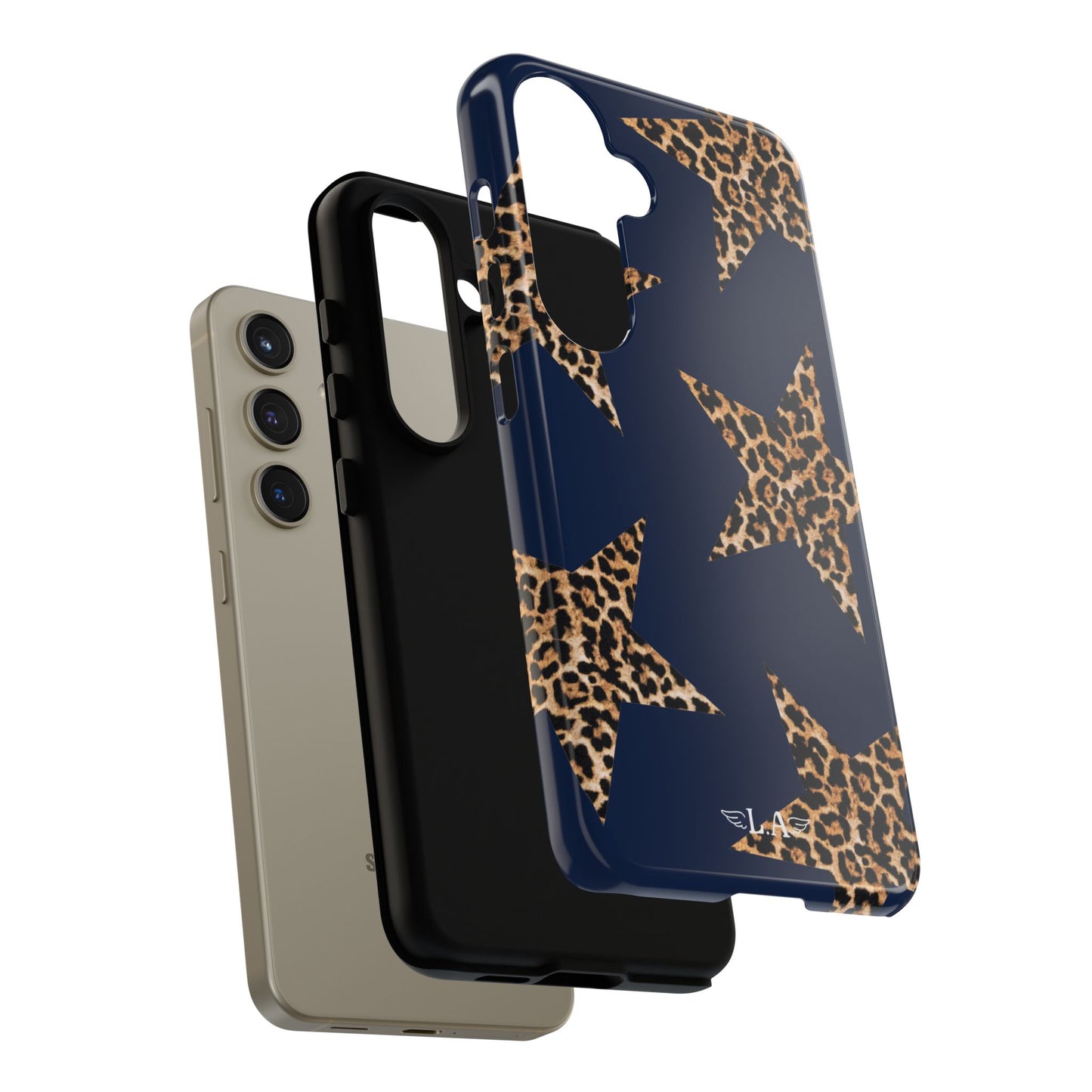 Navy Leopard Print Stars Phone Case