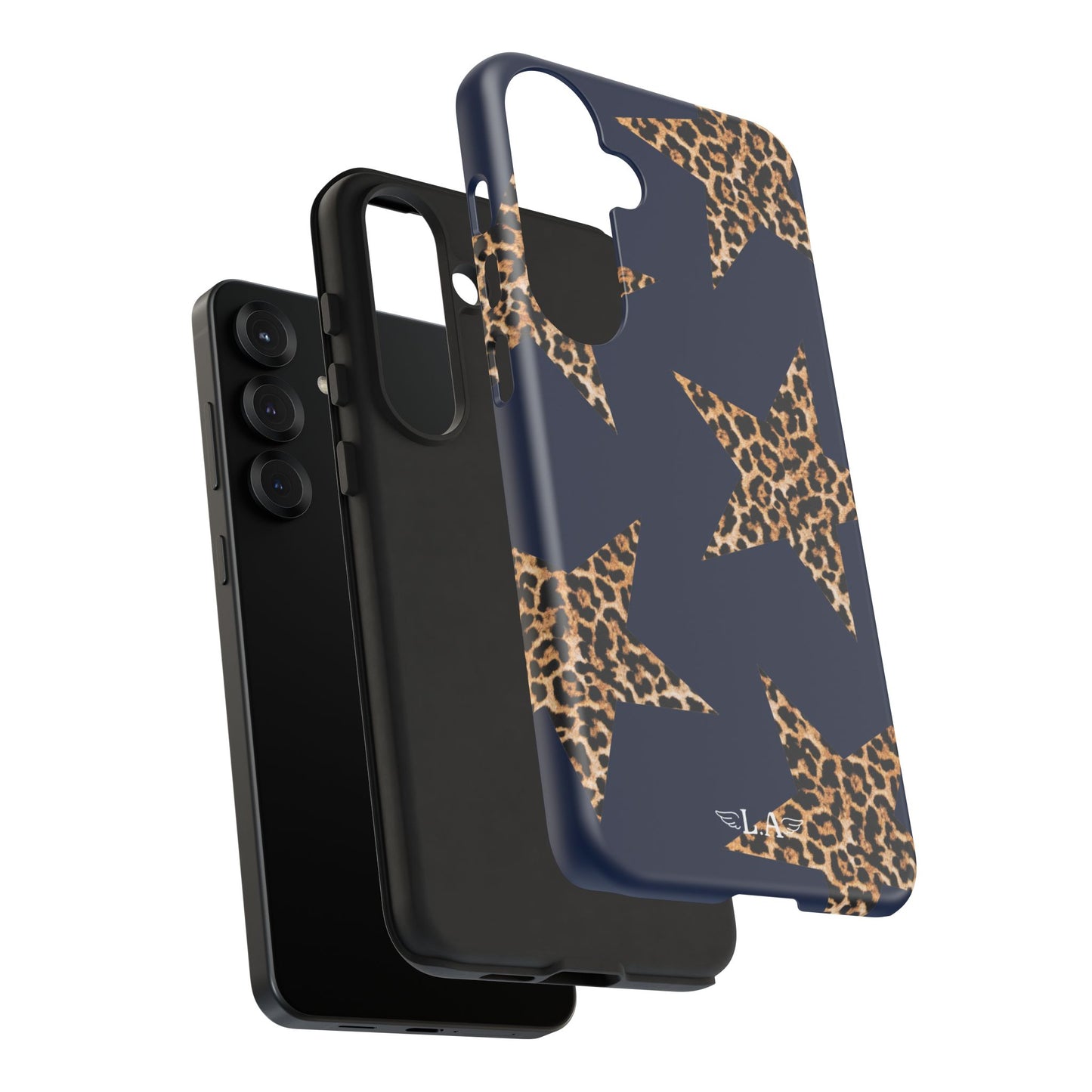 Navy Leopard Print Stars Phone Case