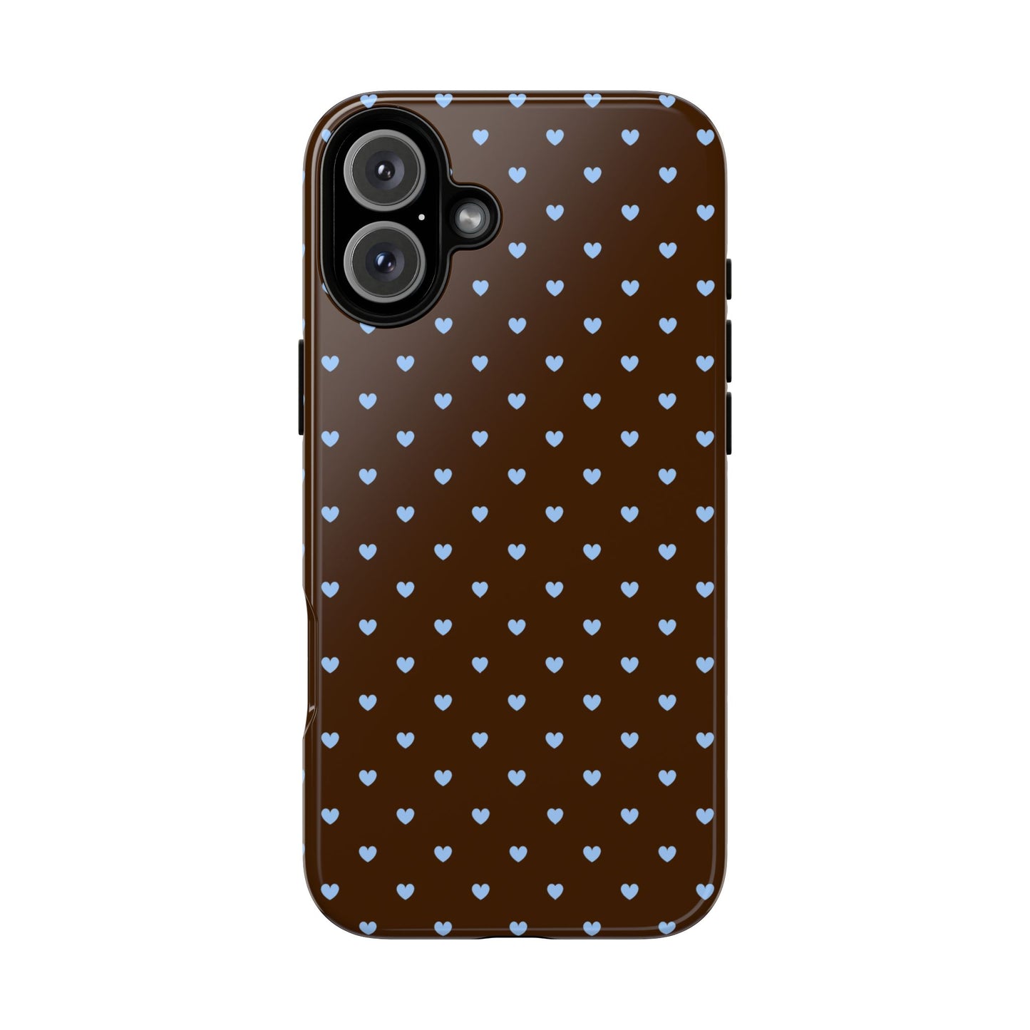 Brown + Blue Heart Polka Dots Phone Case
