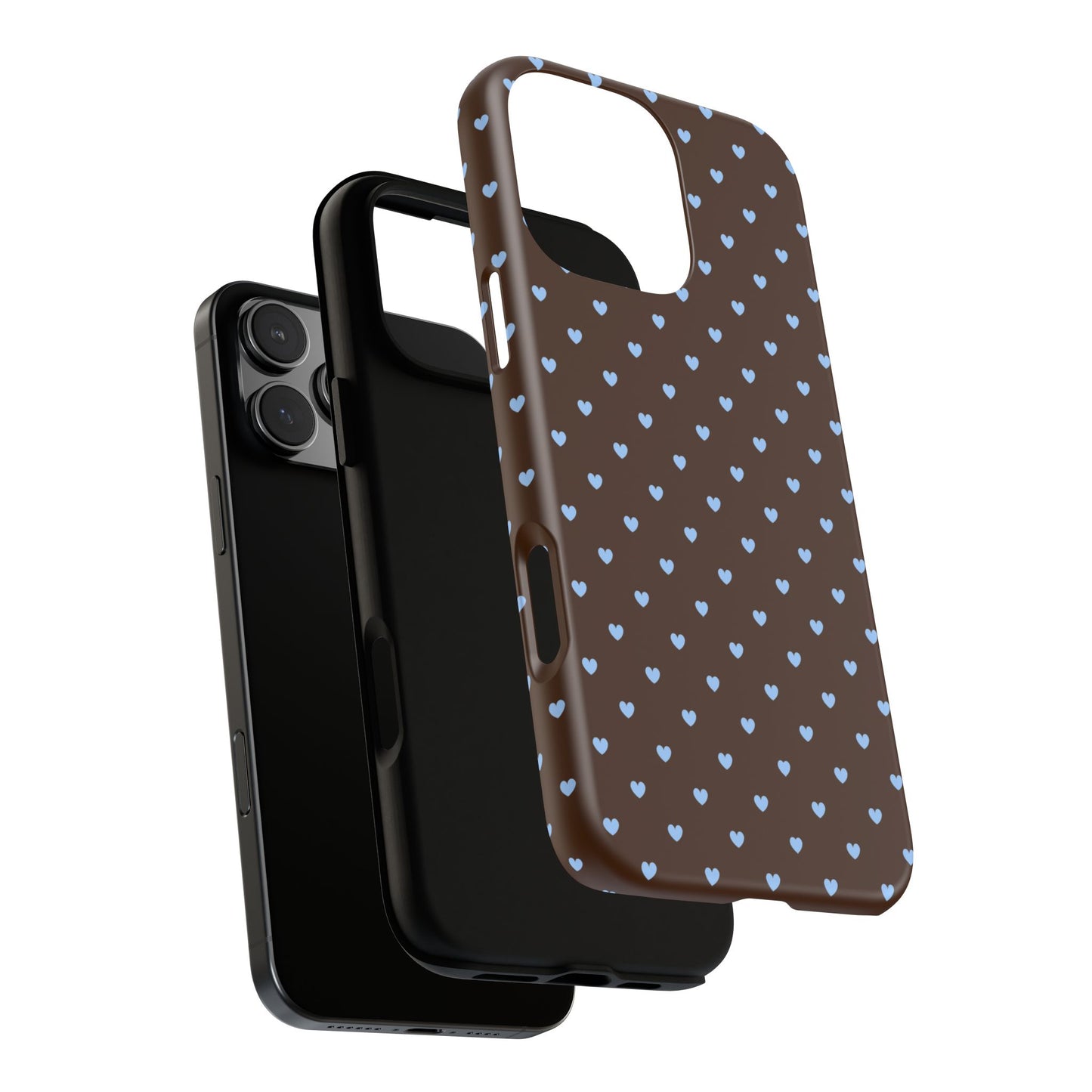 Brown + Blue Heart Polka Dots Phone Case