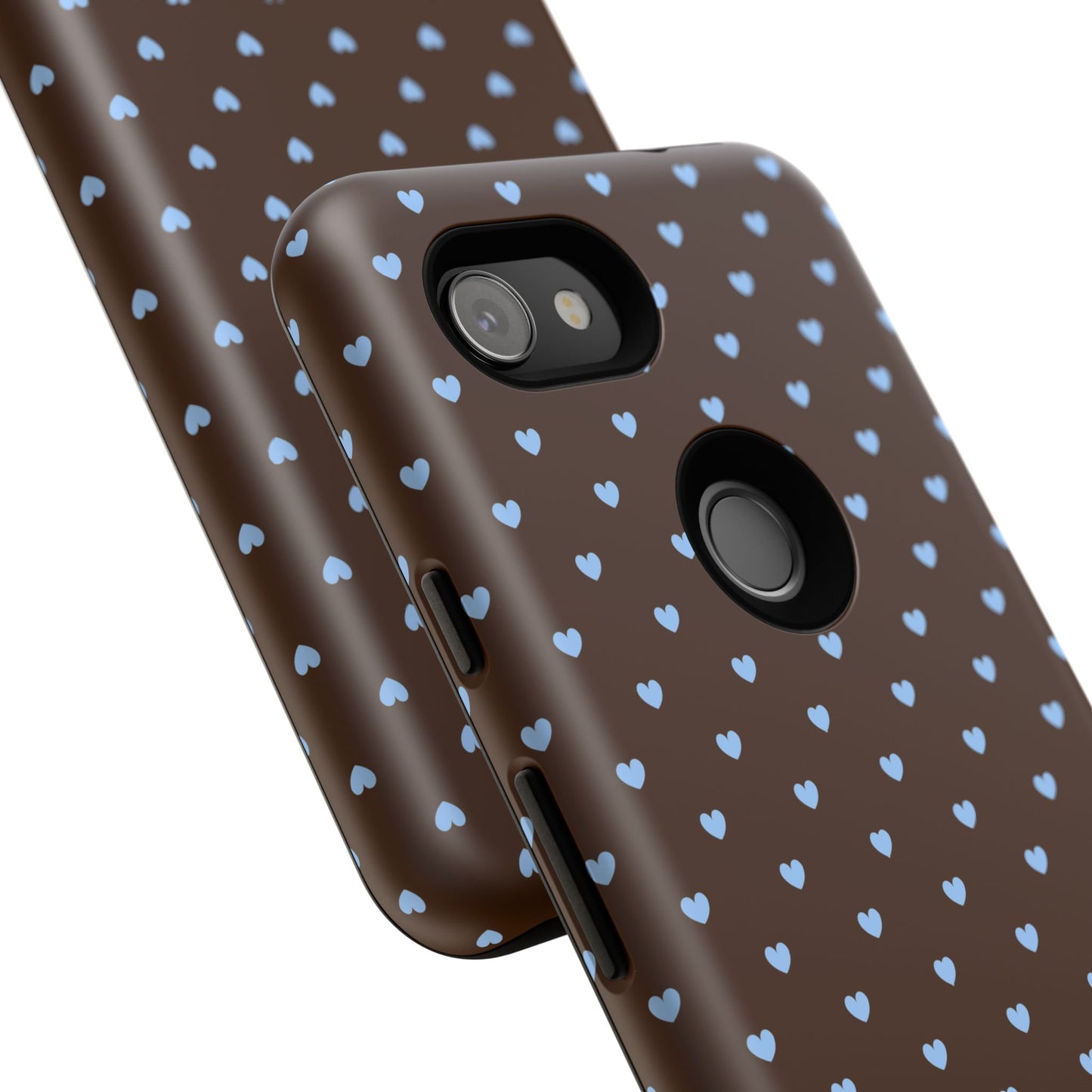 Brown + Blue Heart Polka Dots Phone Case