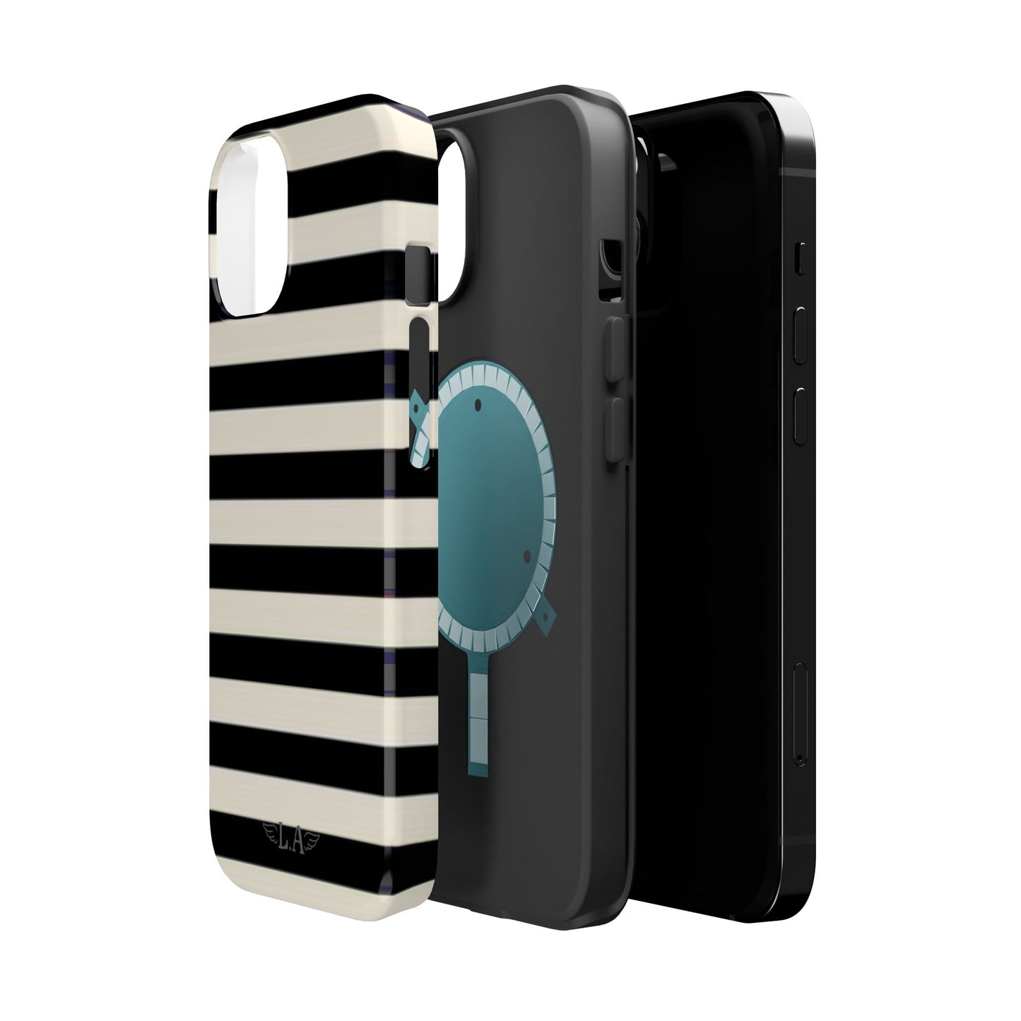 Black + White Stripe Phone Case (MagSafe)