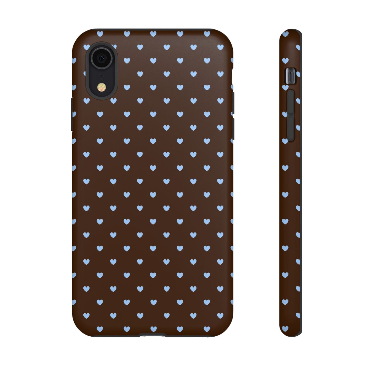 Brown + Blue Heart Polka Dots Phone Case