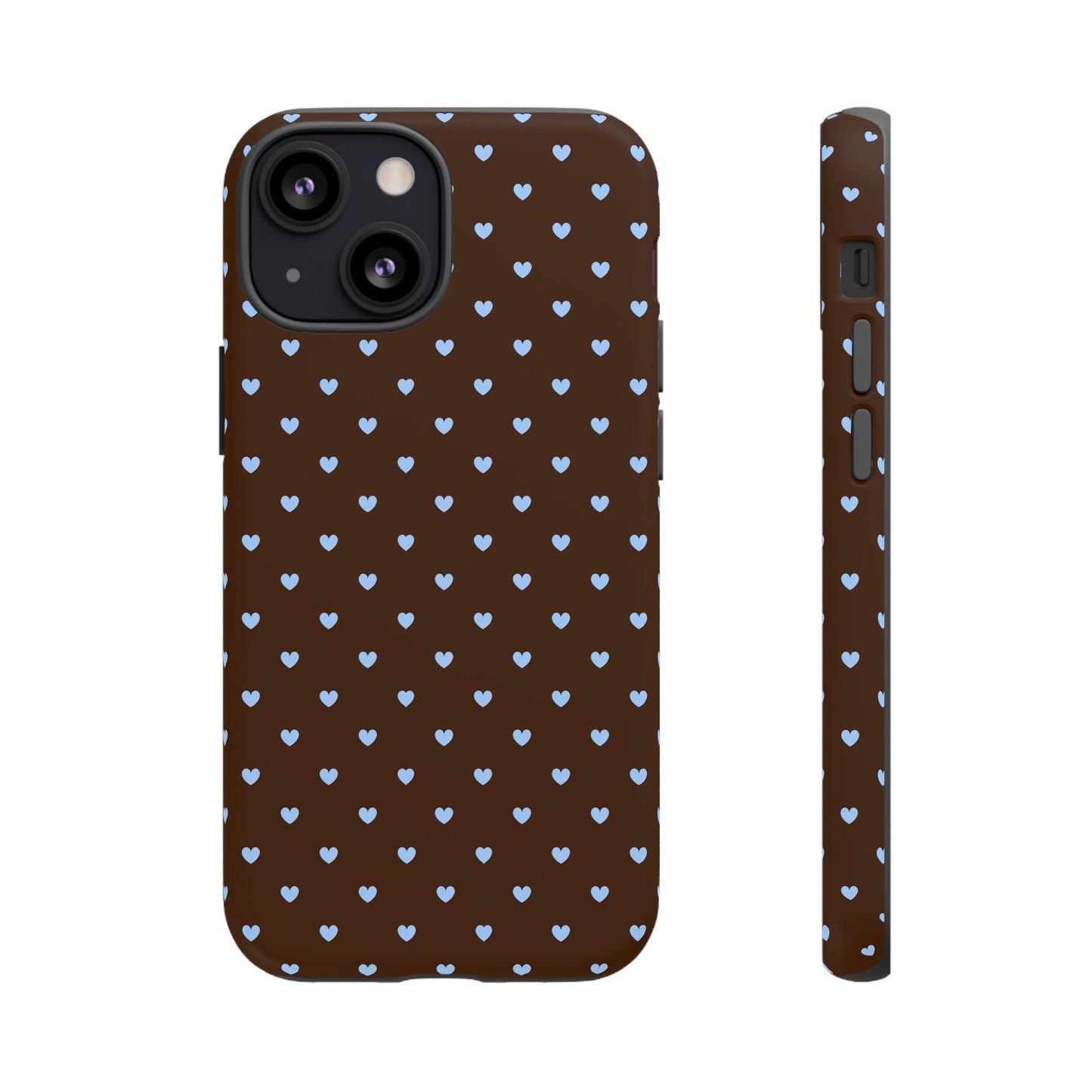Brown + Blue Heart Polka Dots Phone Case