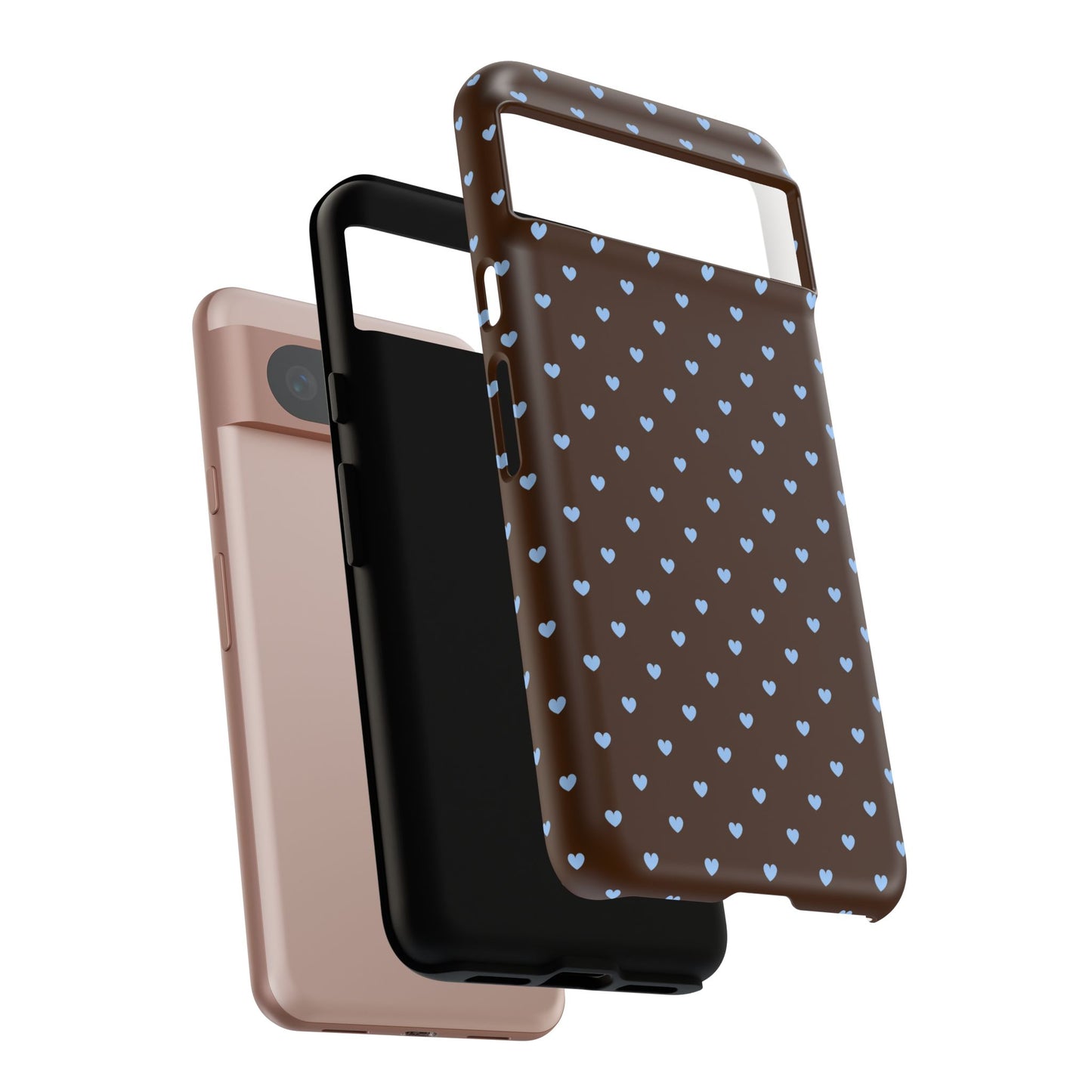 Brown + Blue Heart Polka Dots Phone Case
