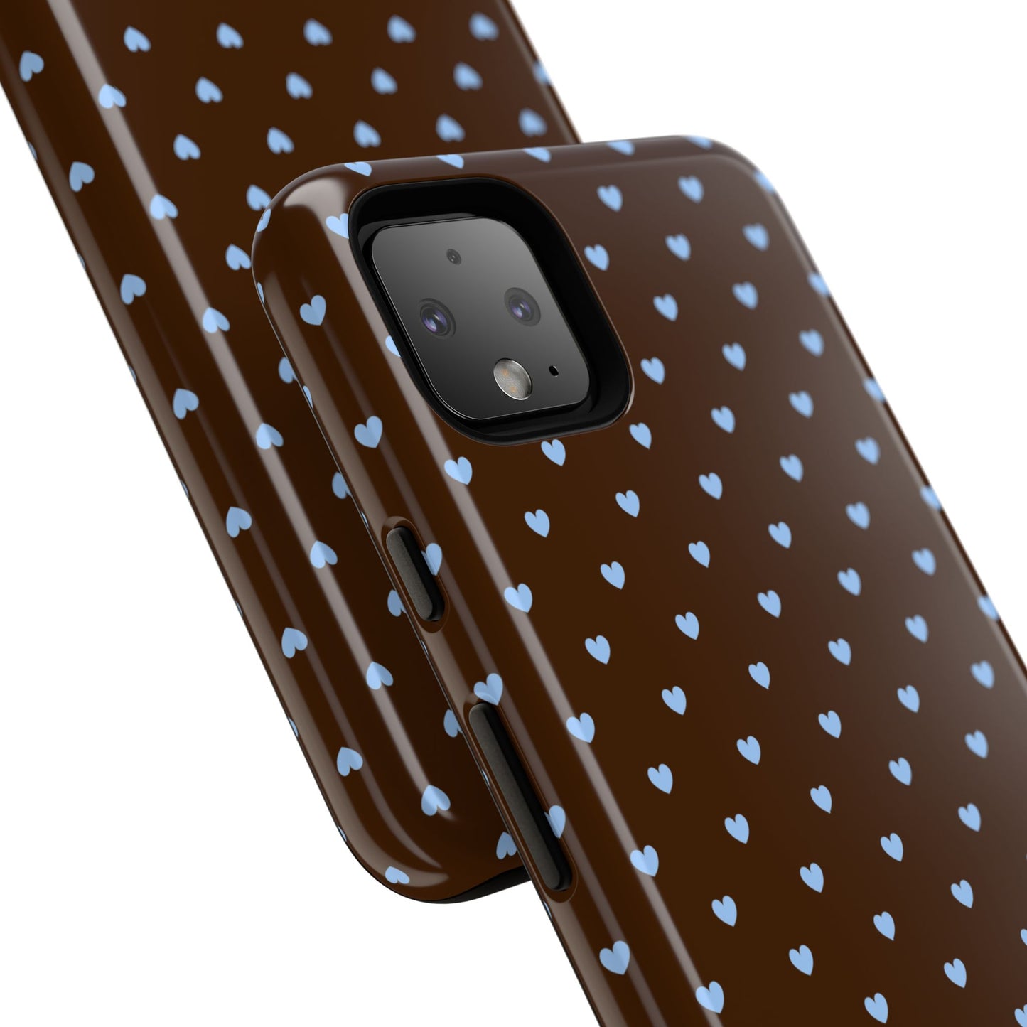 Brown + Blue Heart Polka Dots Phone Case