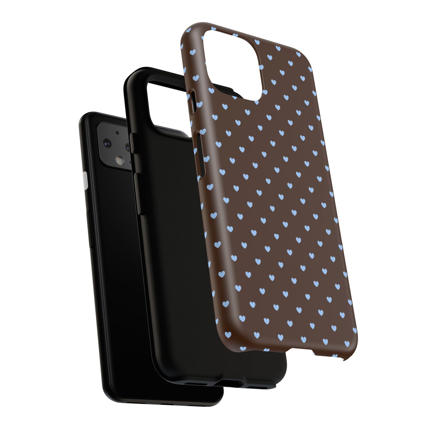 Brown + Blue Heart Polka Dots Phone Case