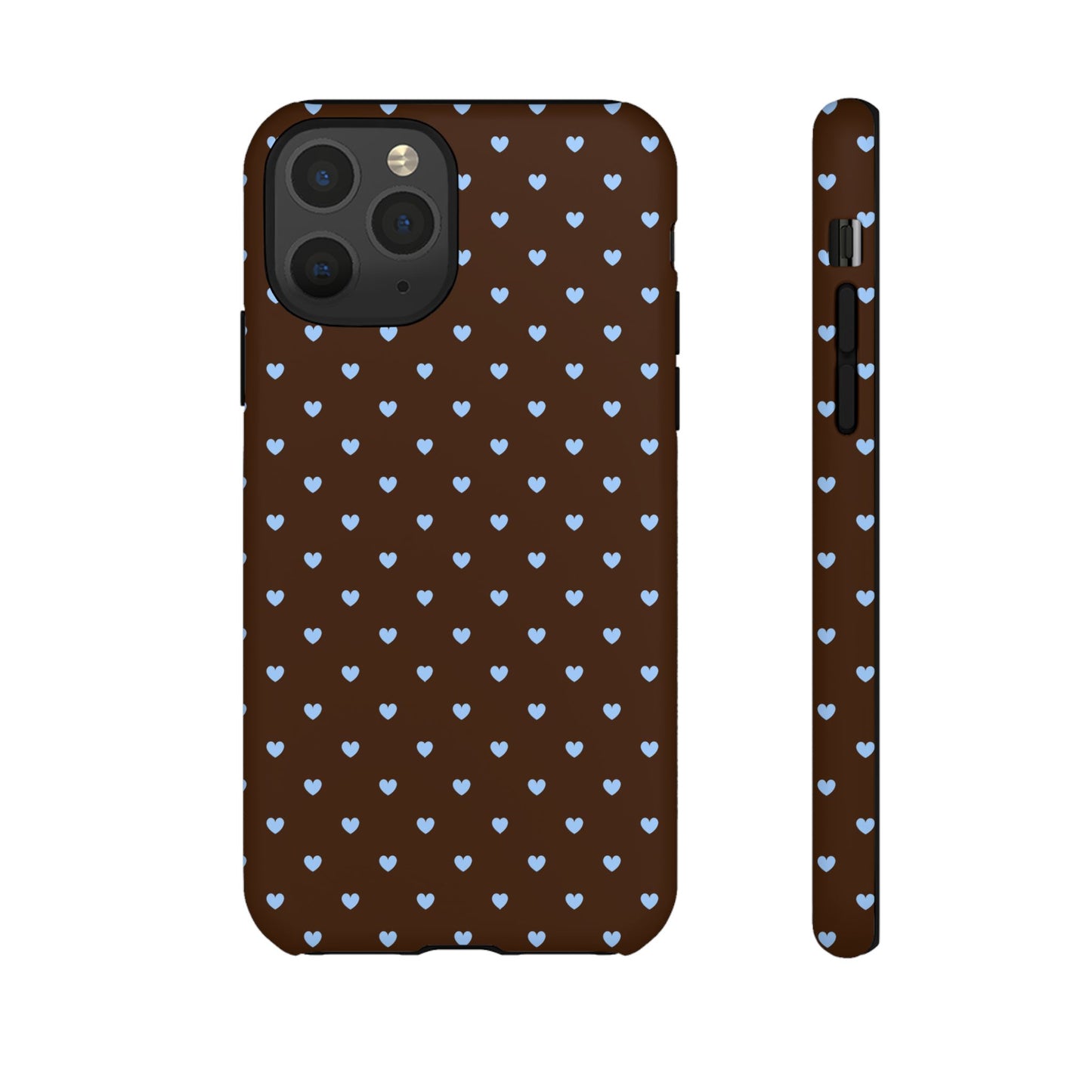 Brown + Blue Heart Polka Dots Phone Case