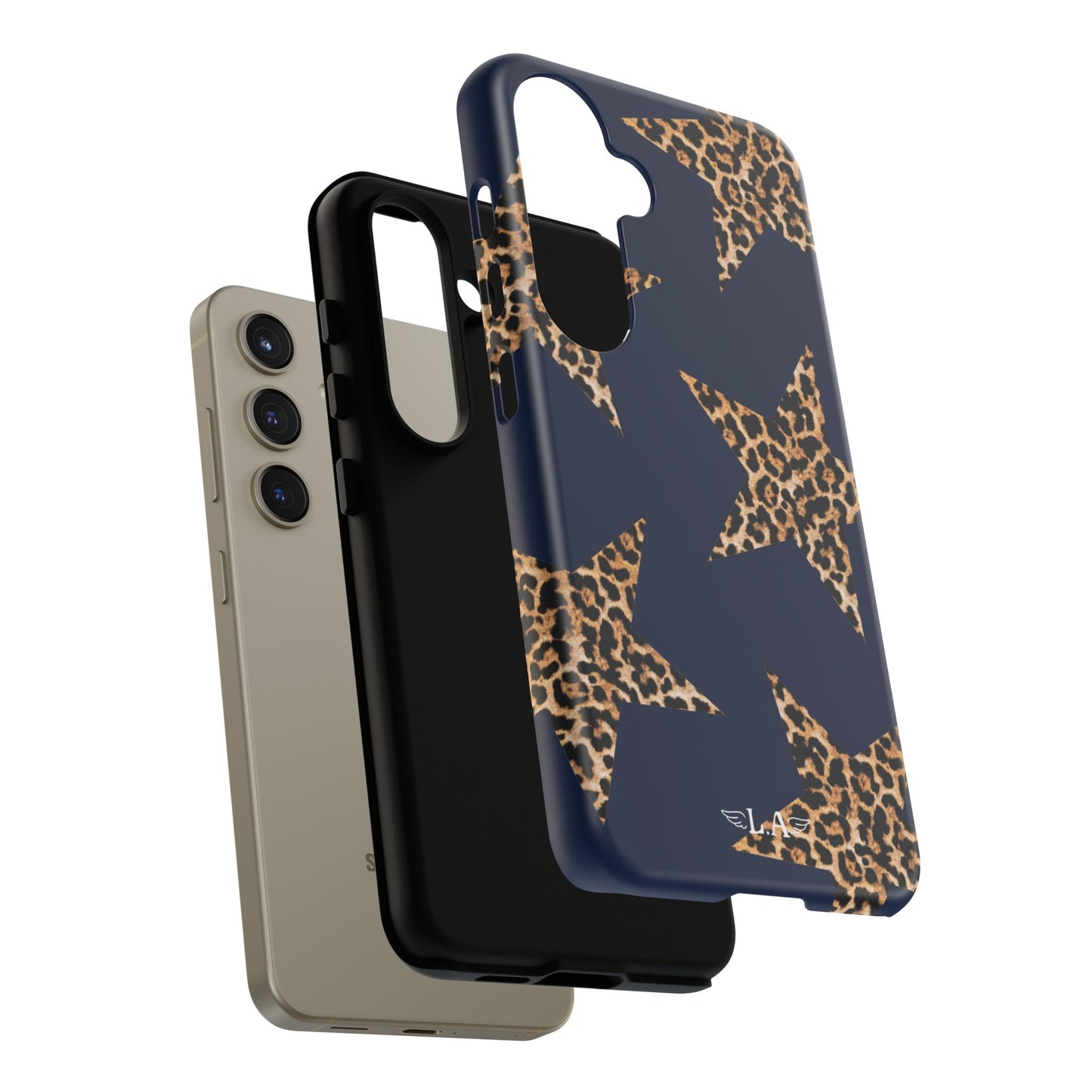 Navy Leopard Print Stars Phone Case