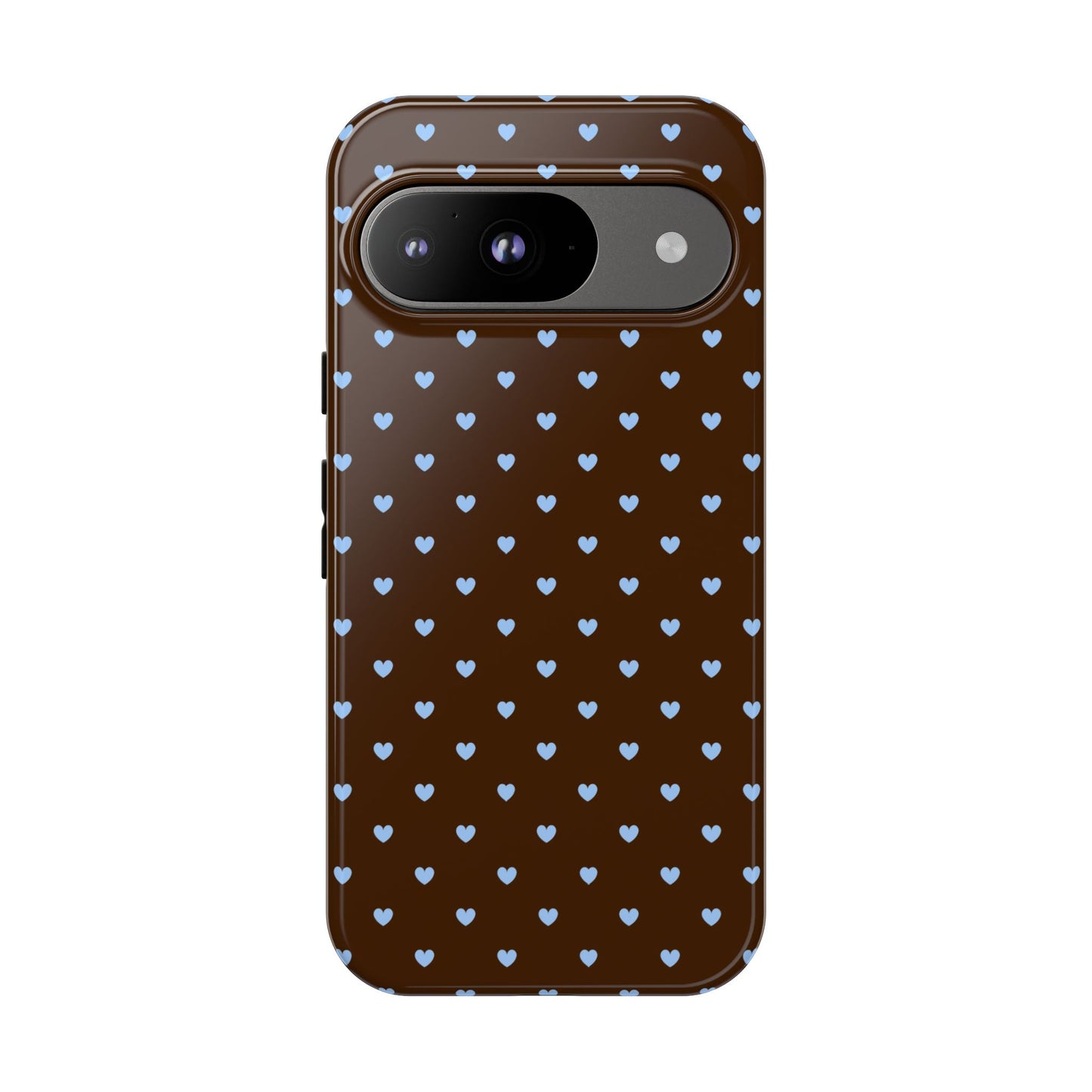Brown + Blue Heart Polka Dots Phone Case