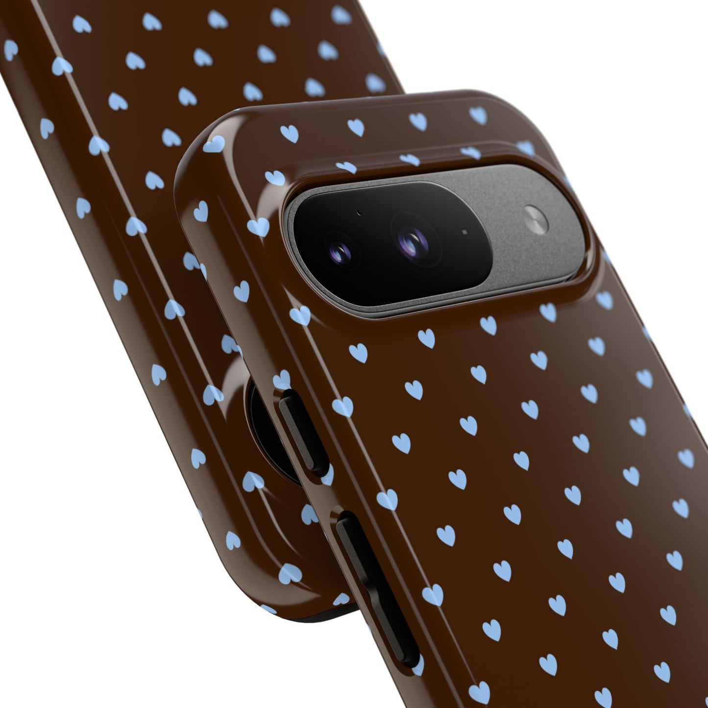 Brown + Blue Heart Polka Dots Phone Case