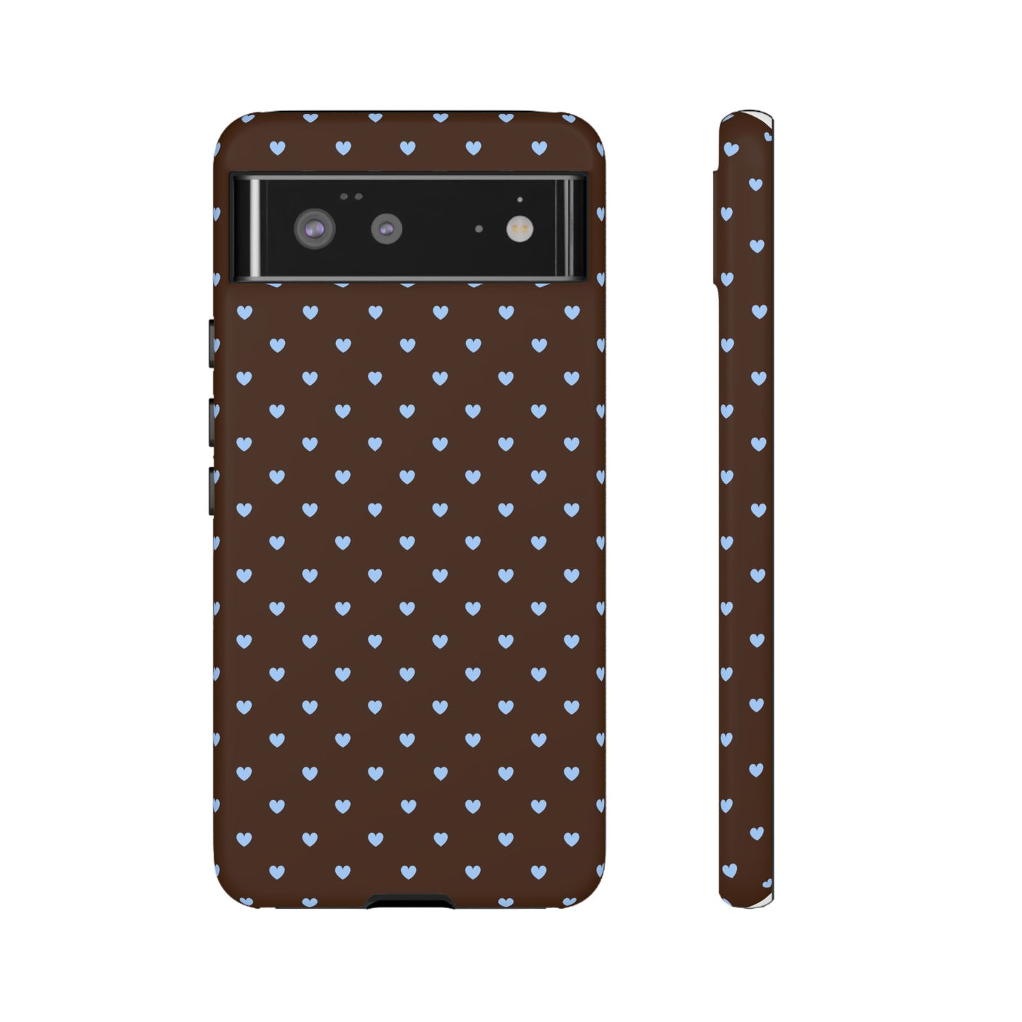 Brown + Blue Heart Polka Dots Phone Case