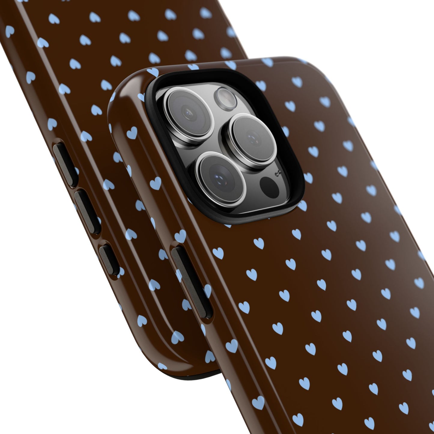 Brown + Blue Heart Polka Dots Phone Case