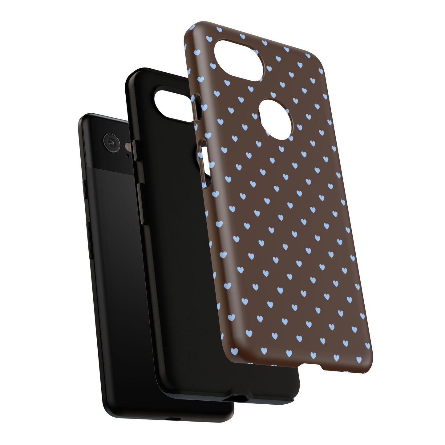 Brown + Blue Heart Polka Dots Phone Case