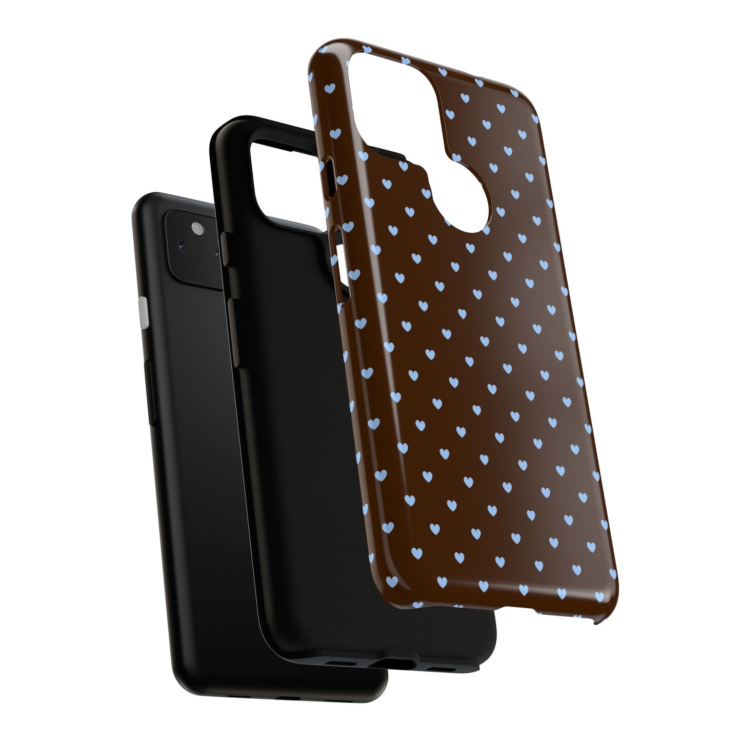 Brown + Blue Heart Polka Dots Phone Case