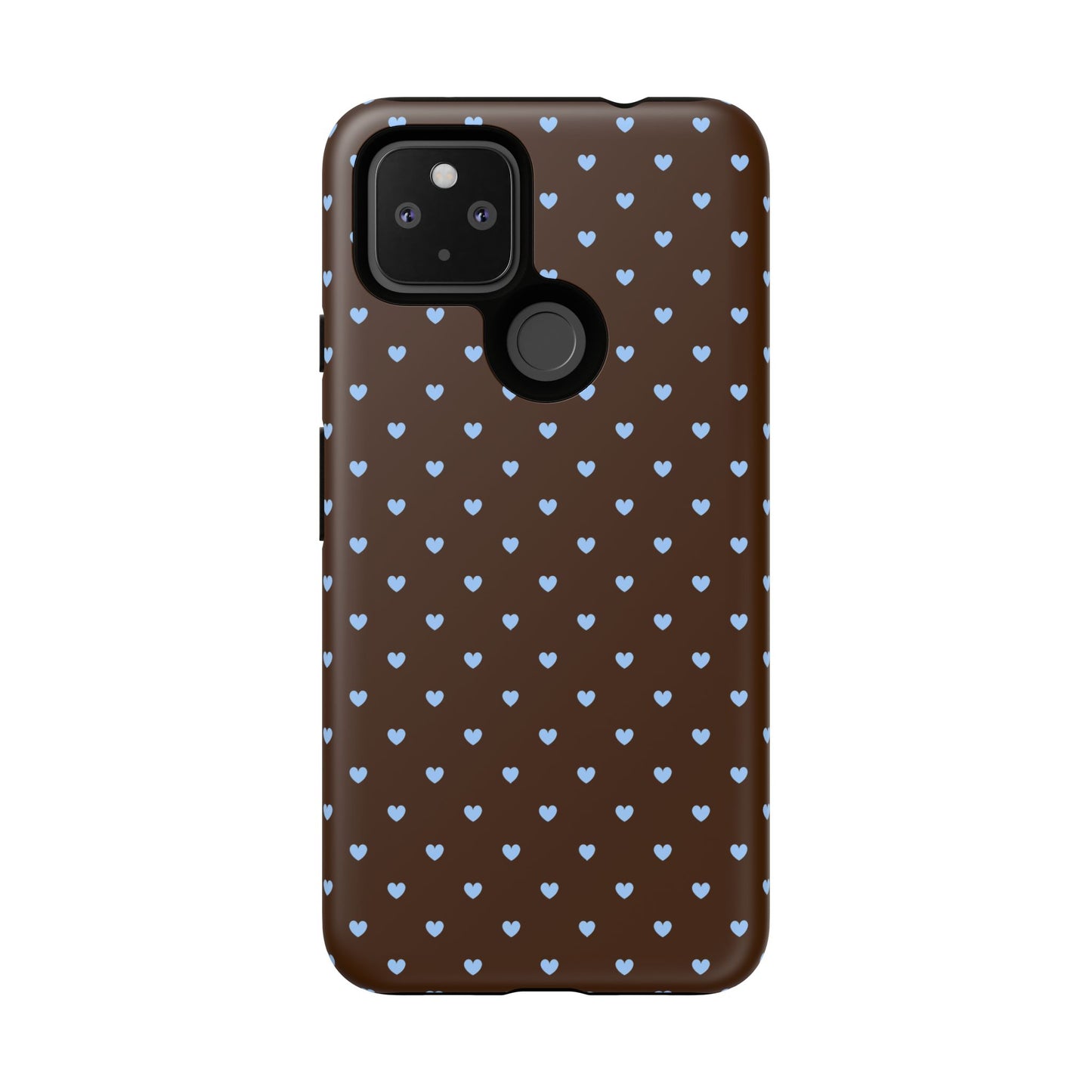 Brown + Blue Heart Polka Dots Phone Case