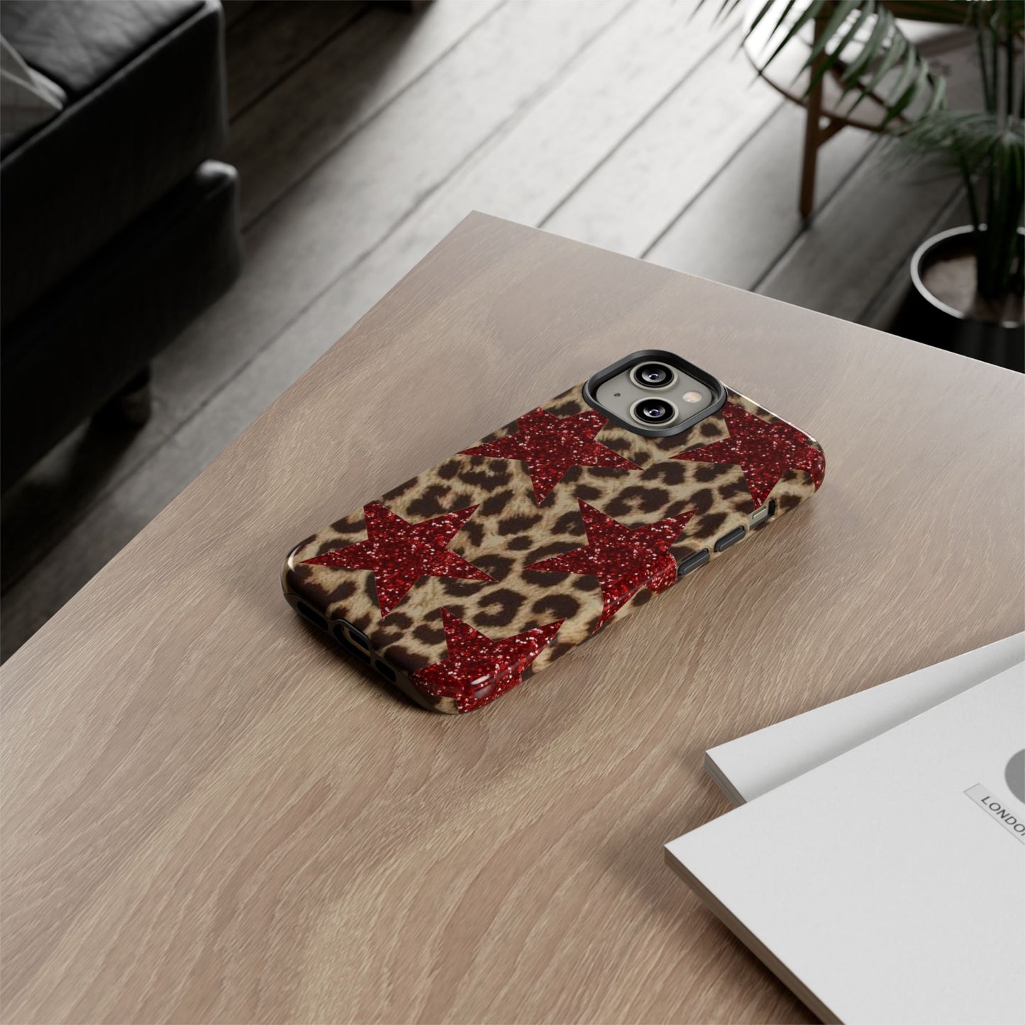 Red Star Leopard Print Phone Case