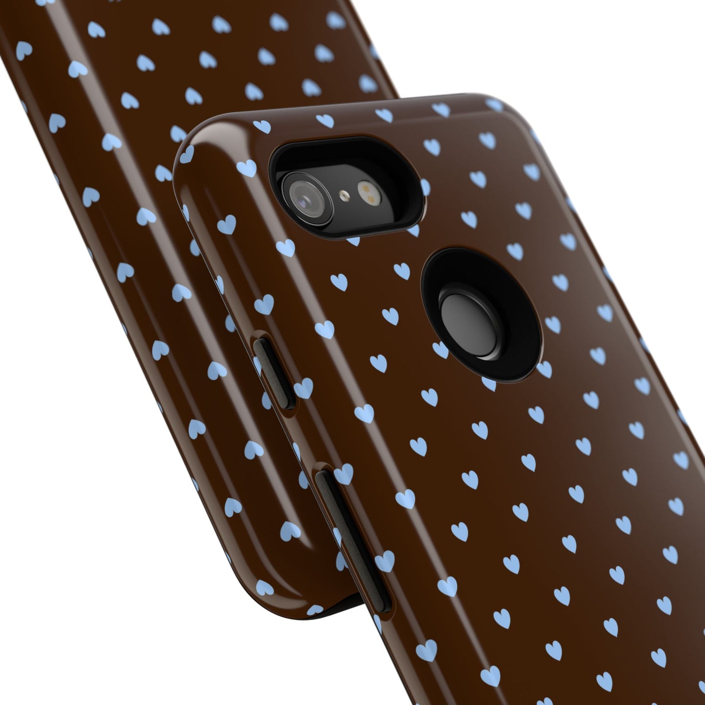 Brown + Blue Heart Polka Dots Phone Case