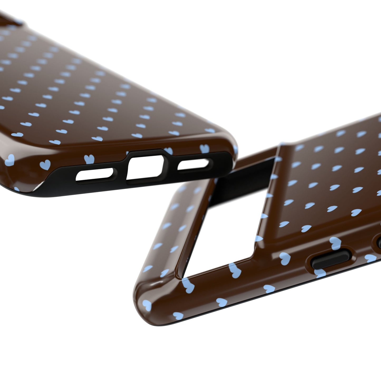 Brown + Blue Heart Polka Dots Phone Case