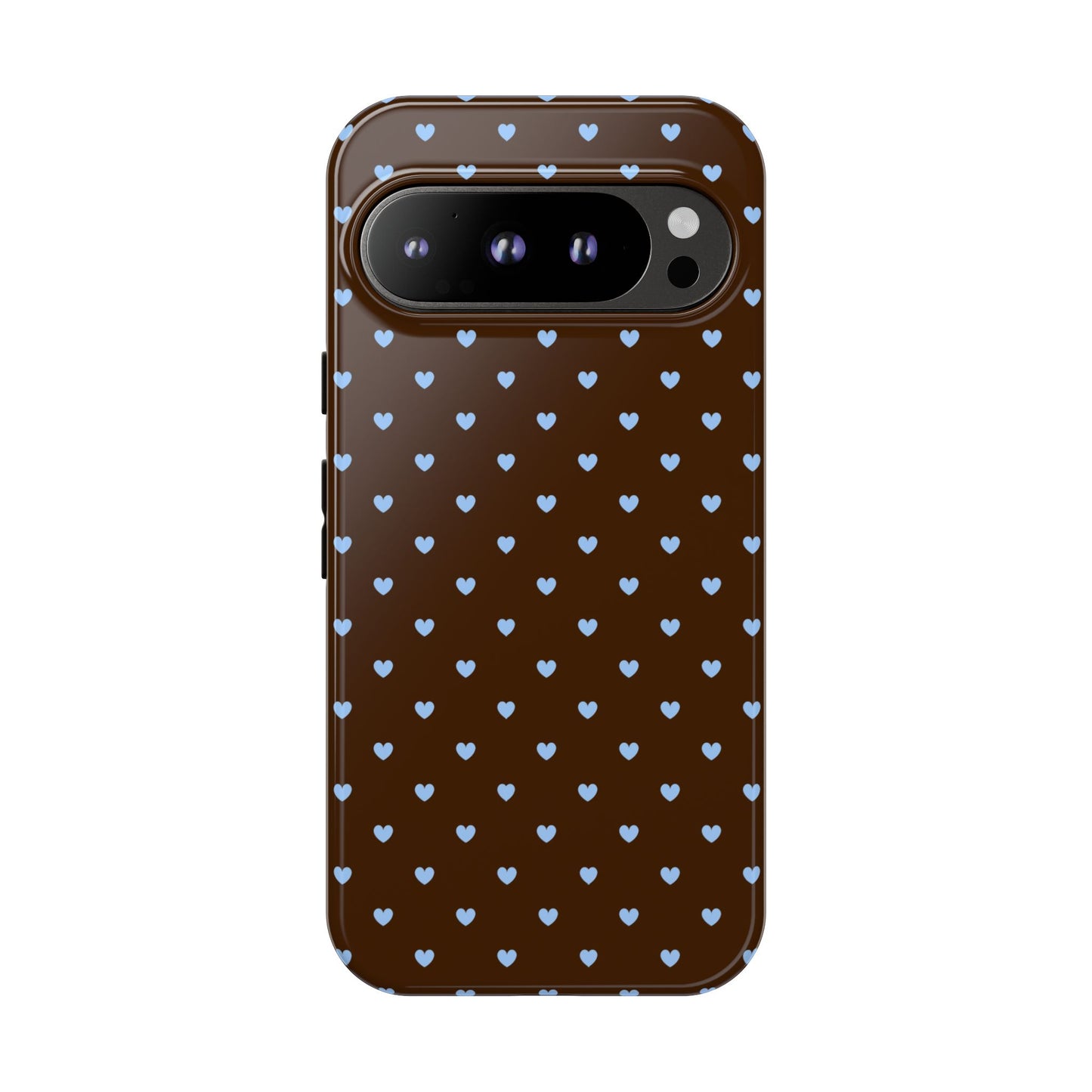 Brown + Blue Heart Polka Dots Phone Case