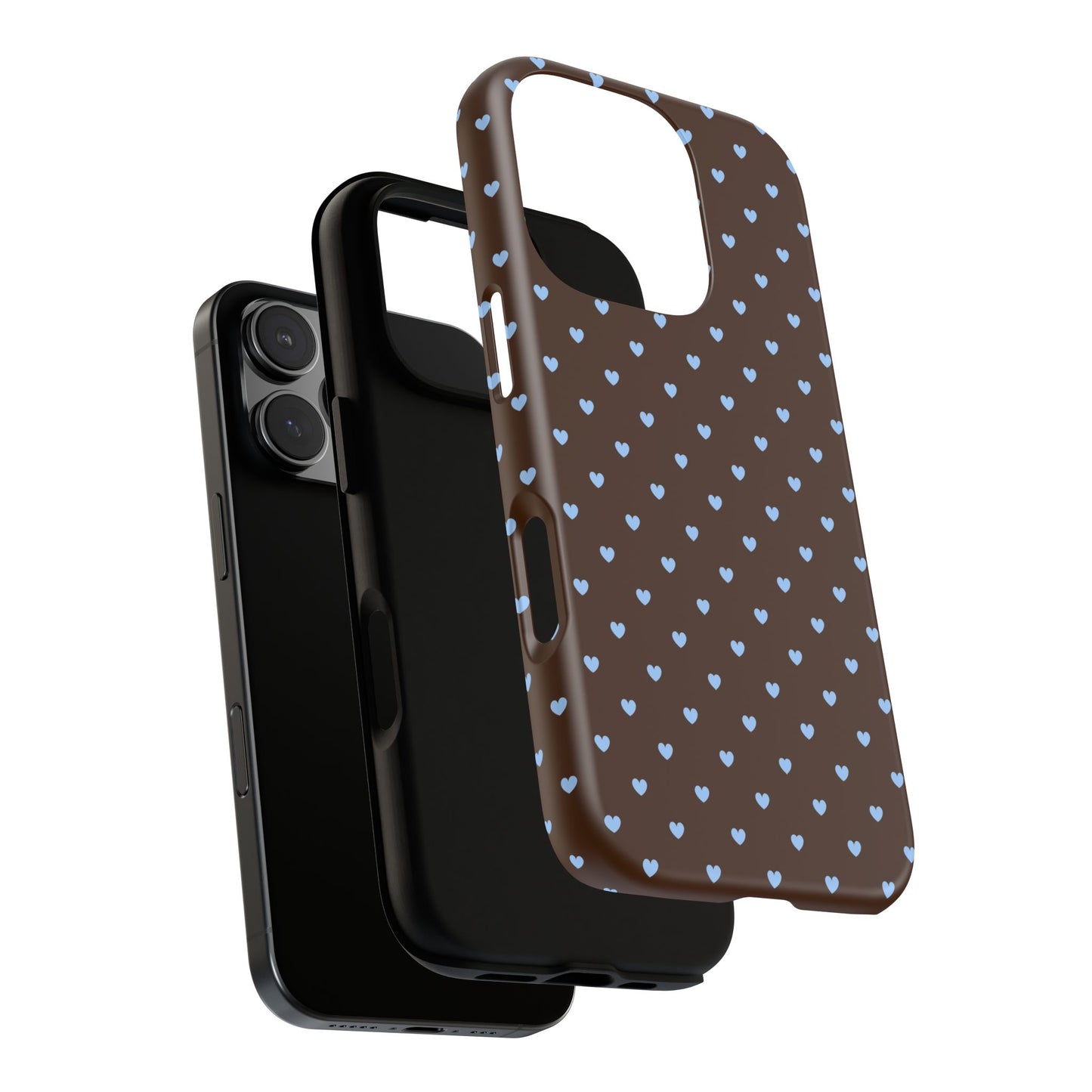 Brown + Blue Heart Polka Dots Phone Case