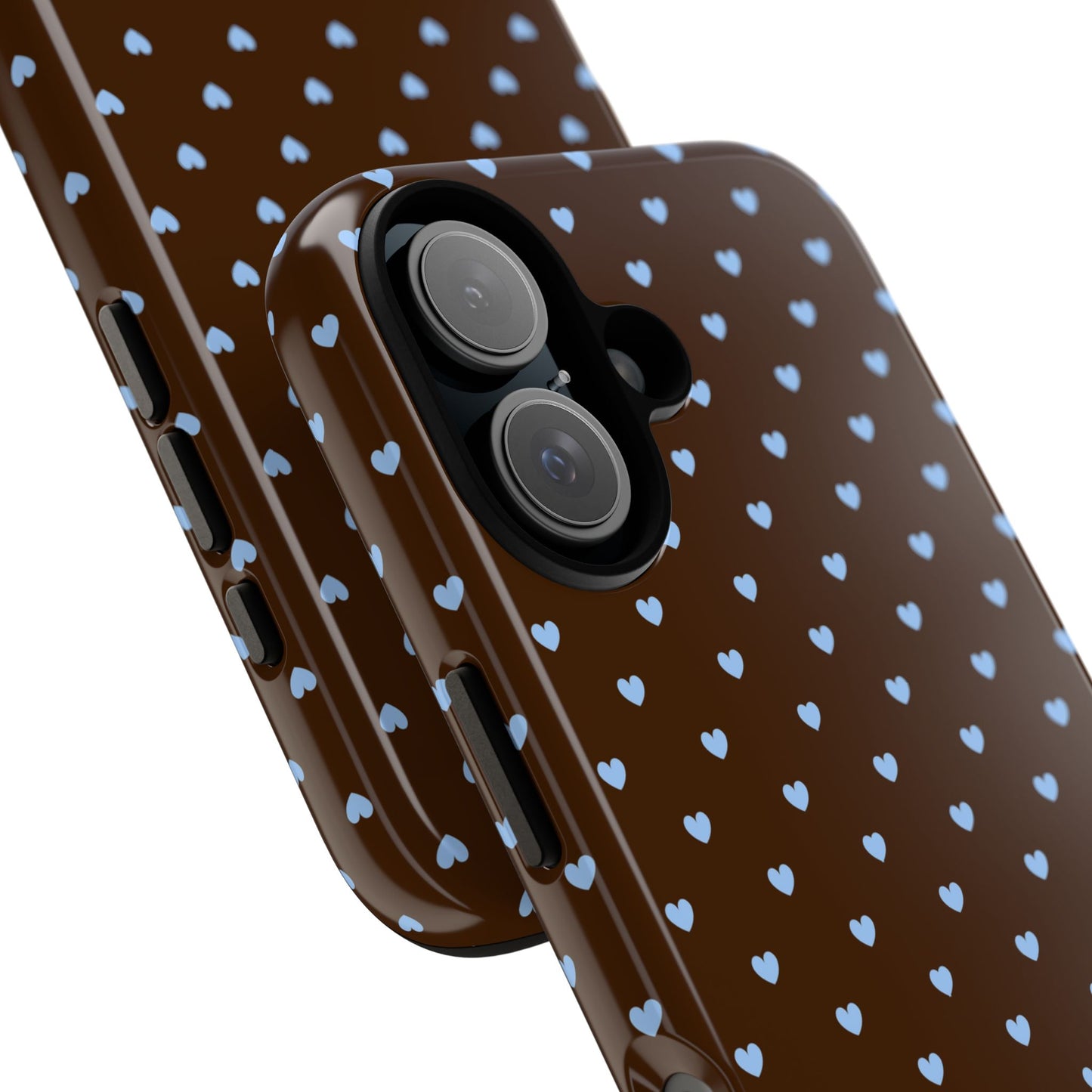 Brown + Blue Heart Polka Dots Phone Case