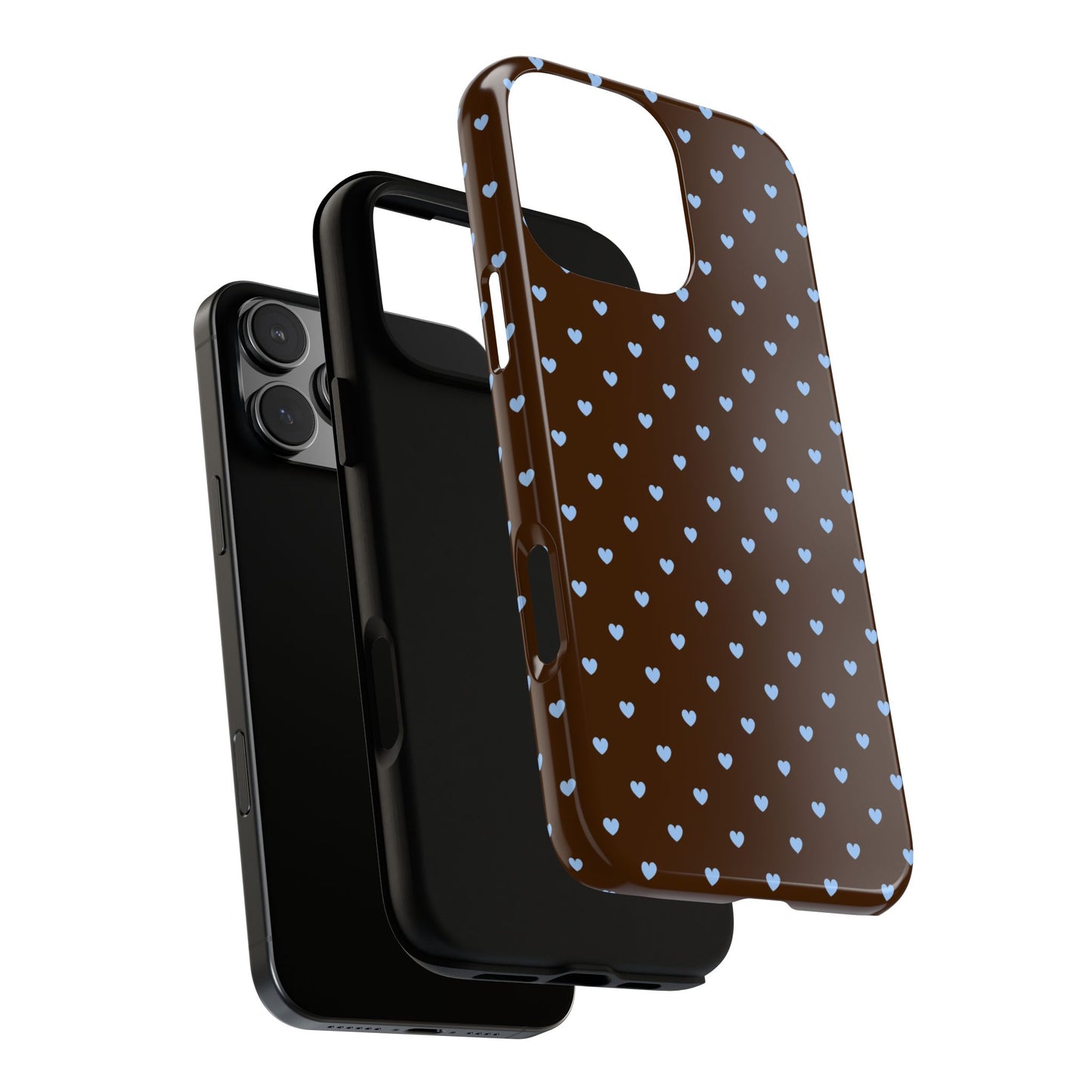 Brown + Blue Heart Polka Dots Phone Case