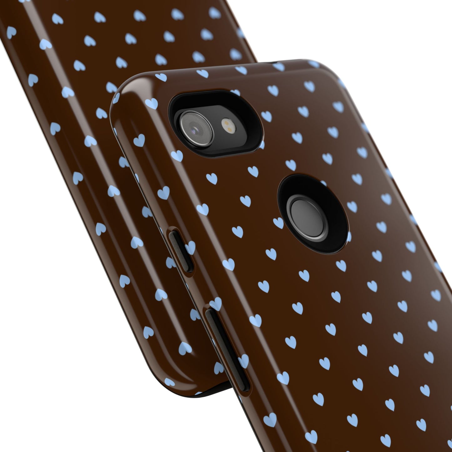 Brown + Blue Heart Polka Dots Phone Case