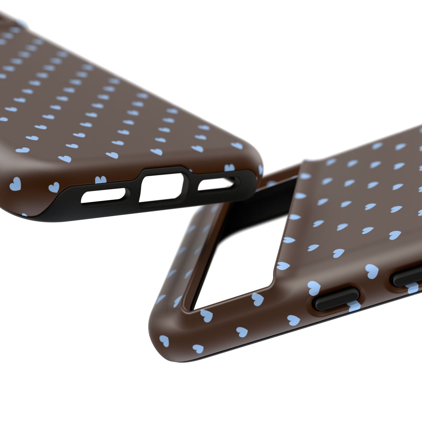 Brown + Blue Heart Polka Dots Phone Case