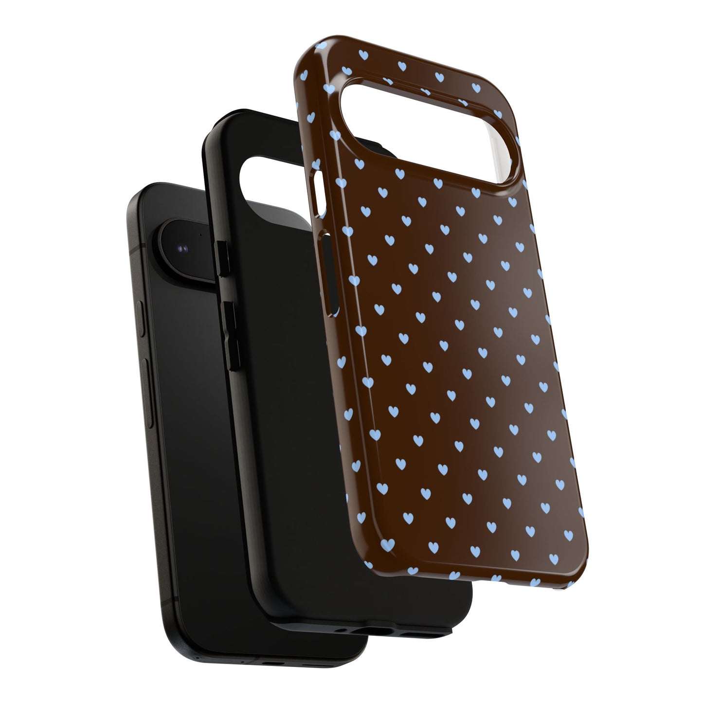 Brown + Blue Heart Polka Dots Phone Case