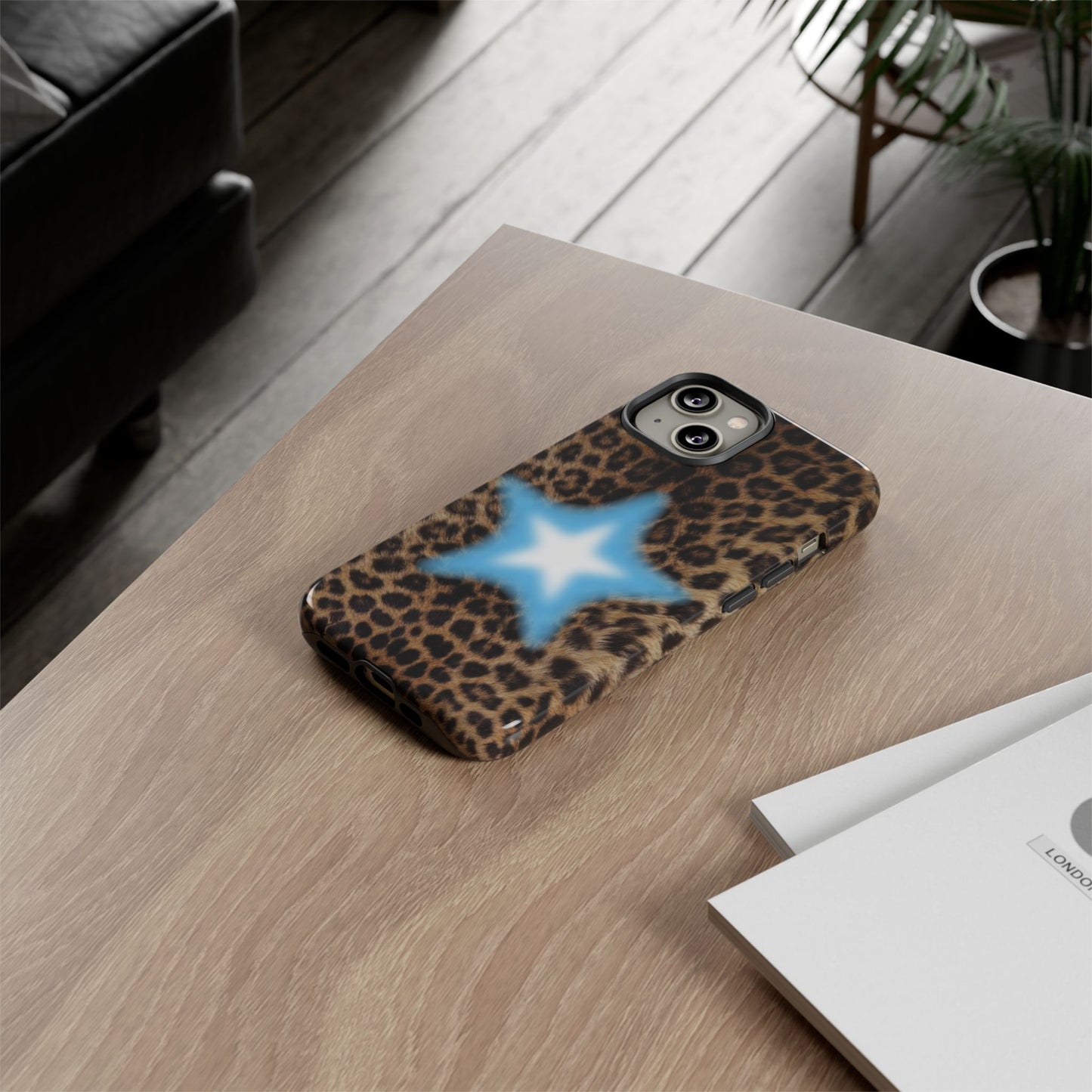 Leopard Blue Star Aura Phone Cases