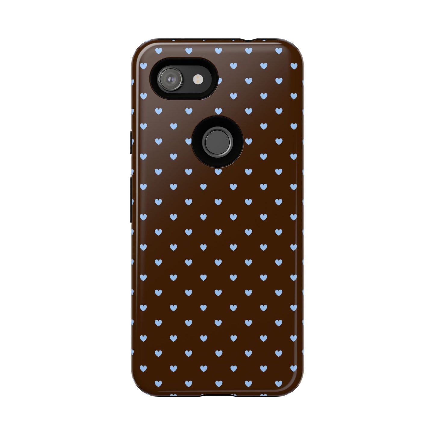 Brown + Blue Heart Polka Dots Phone Case