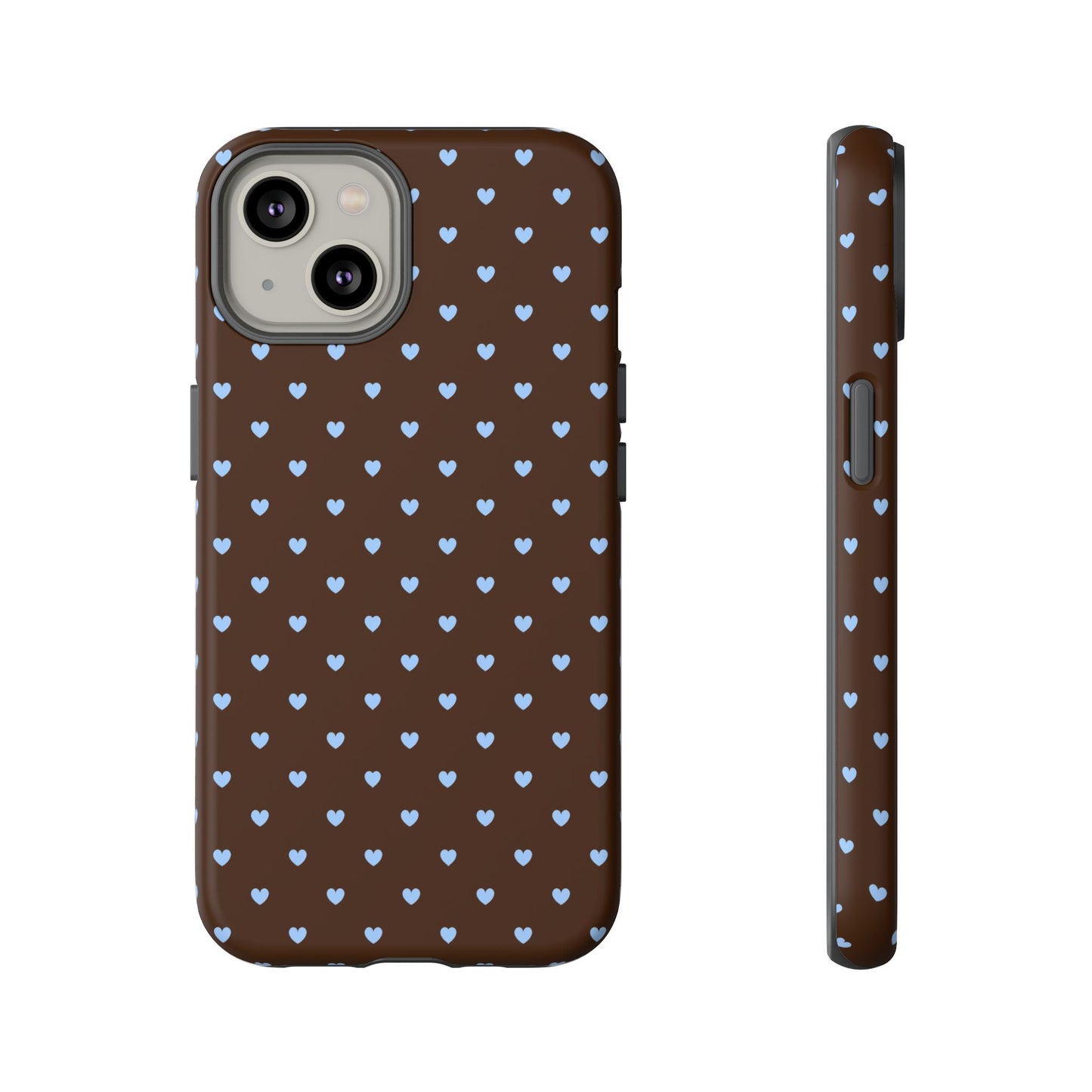 Brown + Blue Heart Polka Dots Phone Case