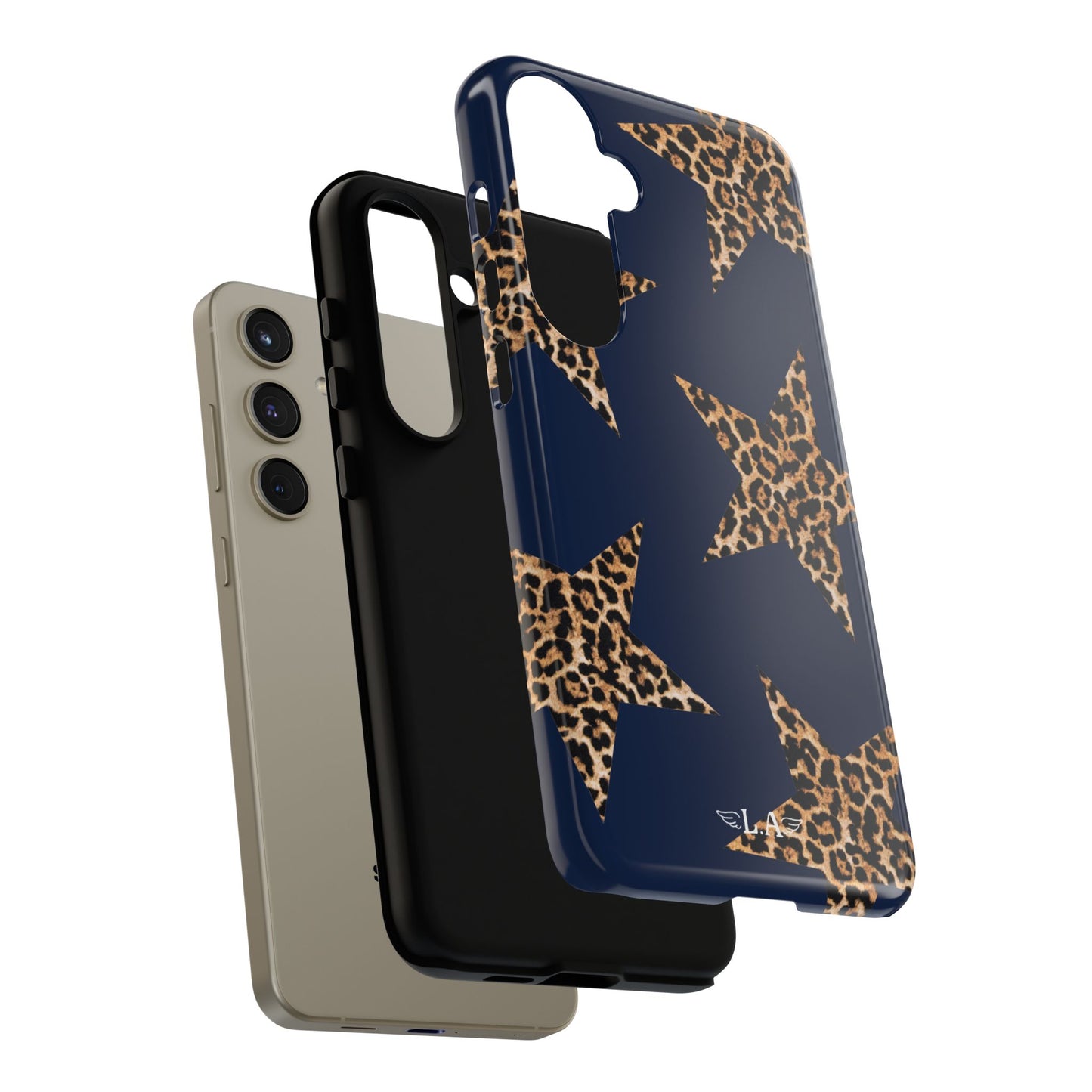 Navy Leopard Print Stars Phone Case